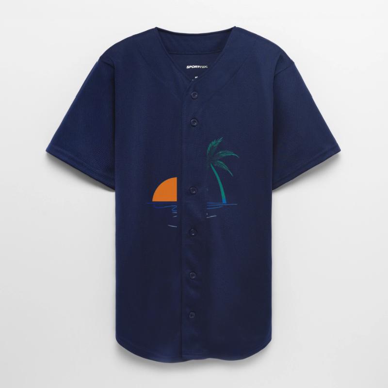 Minimalist Line Drawing Of A Tropical Sunset Scene