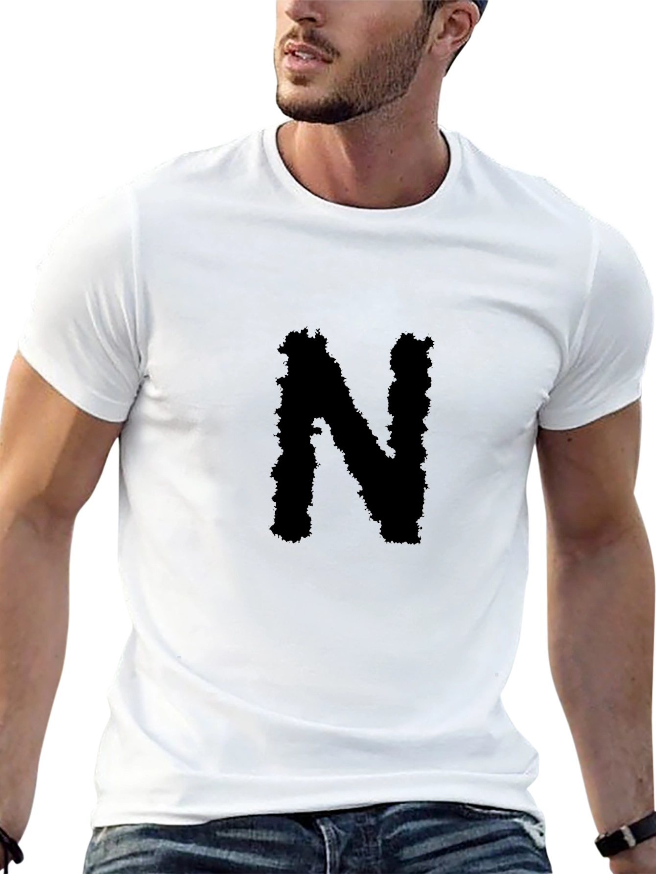 Black T-Shirt with Bold N Graphic