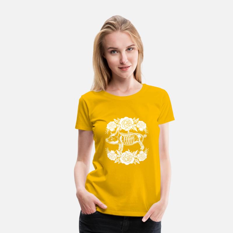 Pig Pork Floral Skeleton Flower Animal