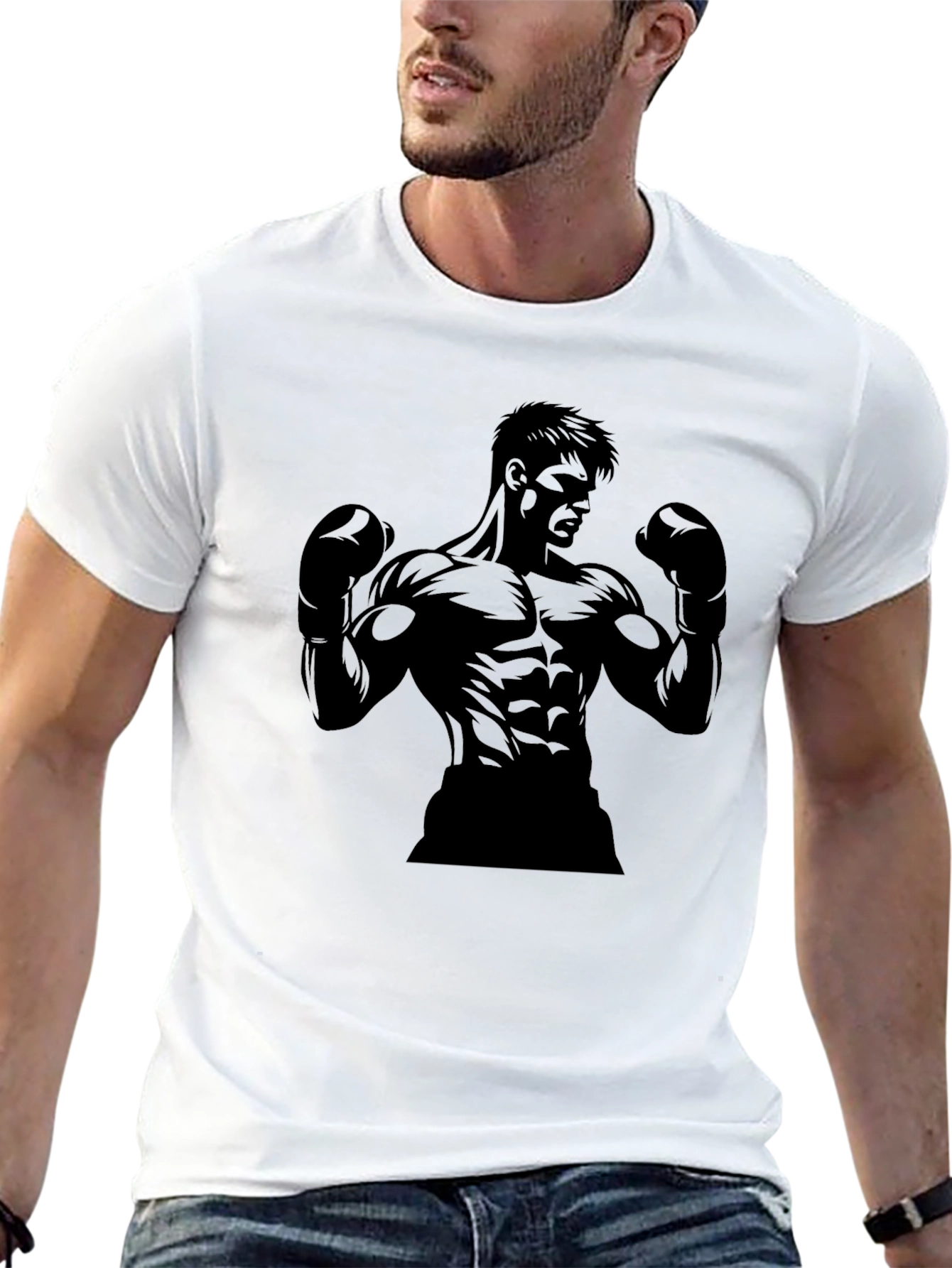 Black Boxer Graphic Tee - Mens Fitness Shirt