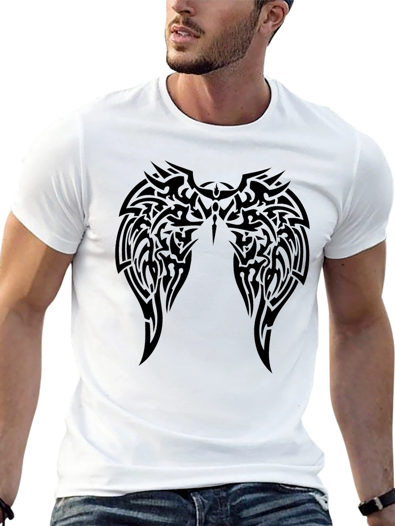 Tribal Wings Black Graphic T-Shirt