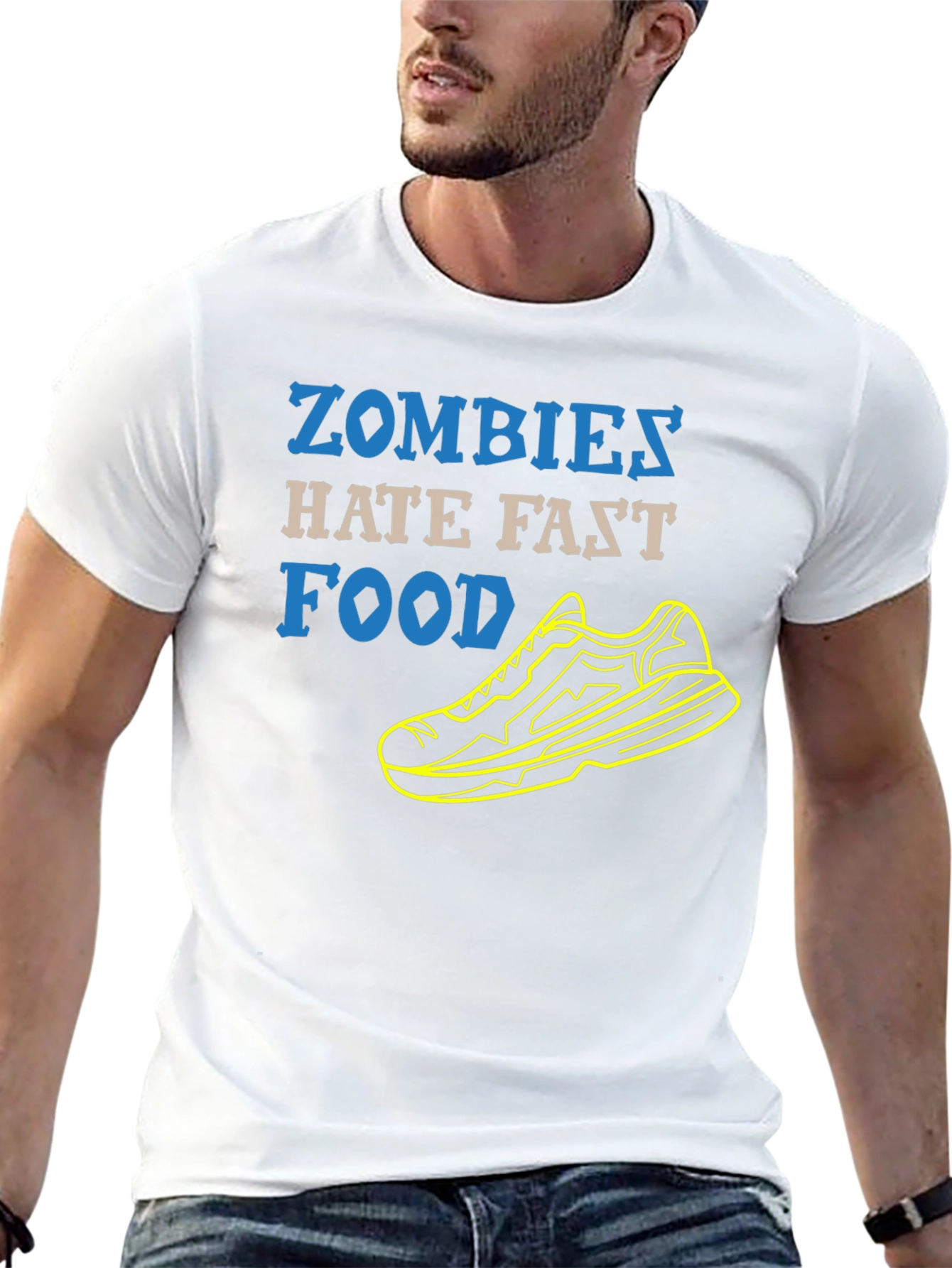 Zombies Hate Fast Food Running Shoe Black T-Shirt