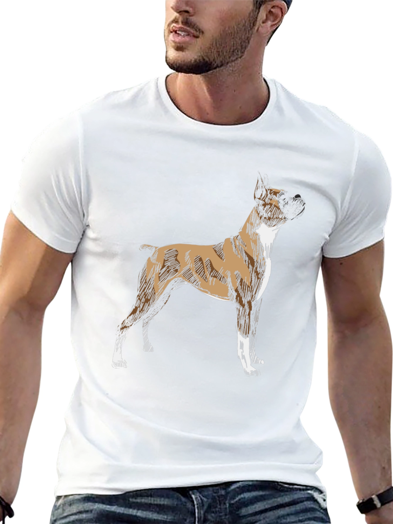 Boxer Dog Graphic Print Black T-Shirt
