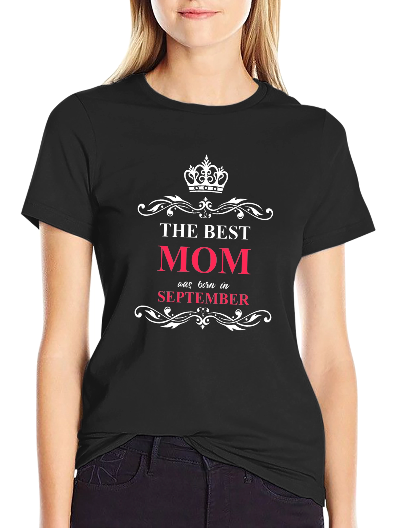 Best Mom September Birthday Black T-Shirt