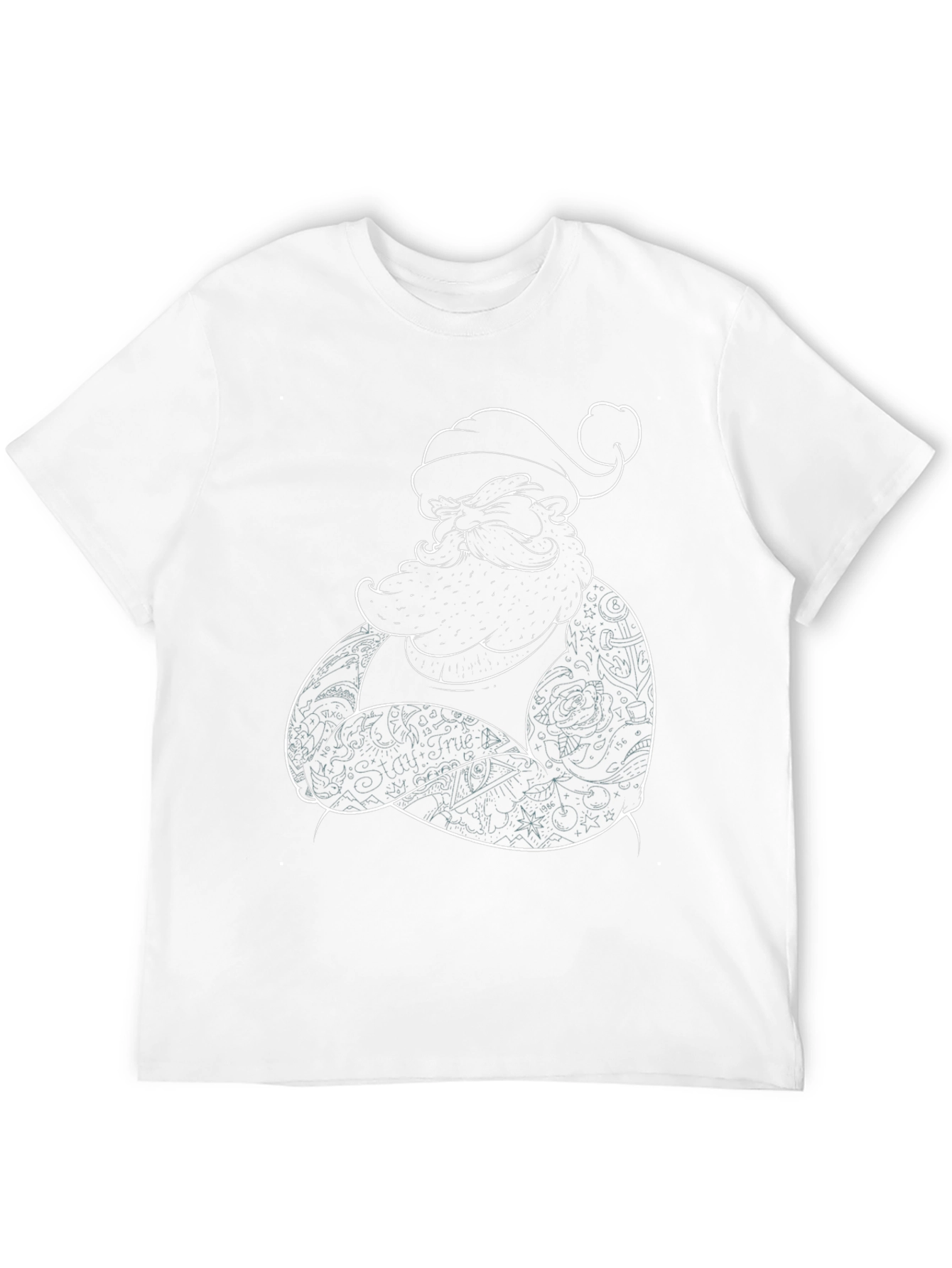 Tattooed Santa Graphic Tee - Black Cotton Shirt