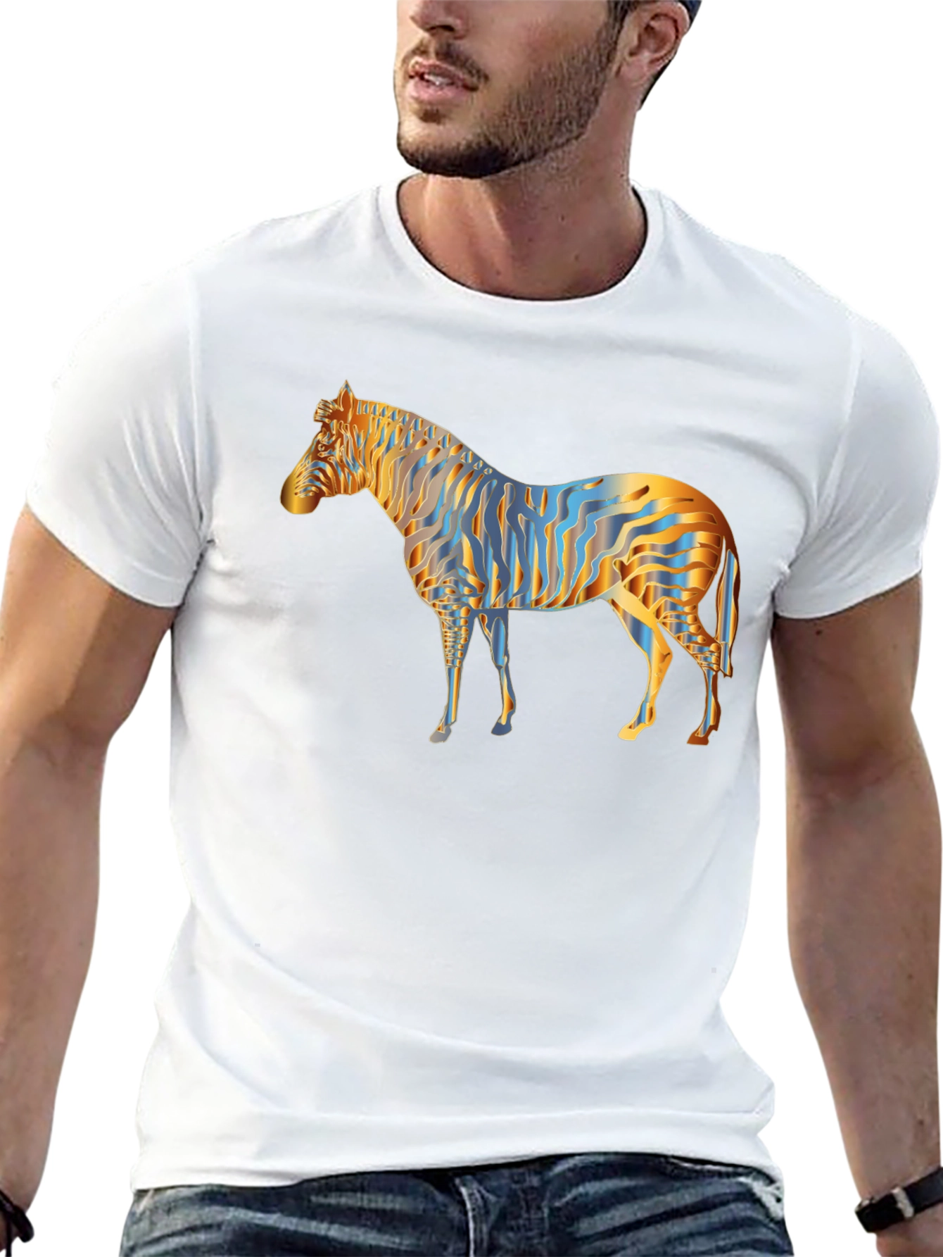 Striking Zebra Print Black T-Shirt