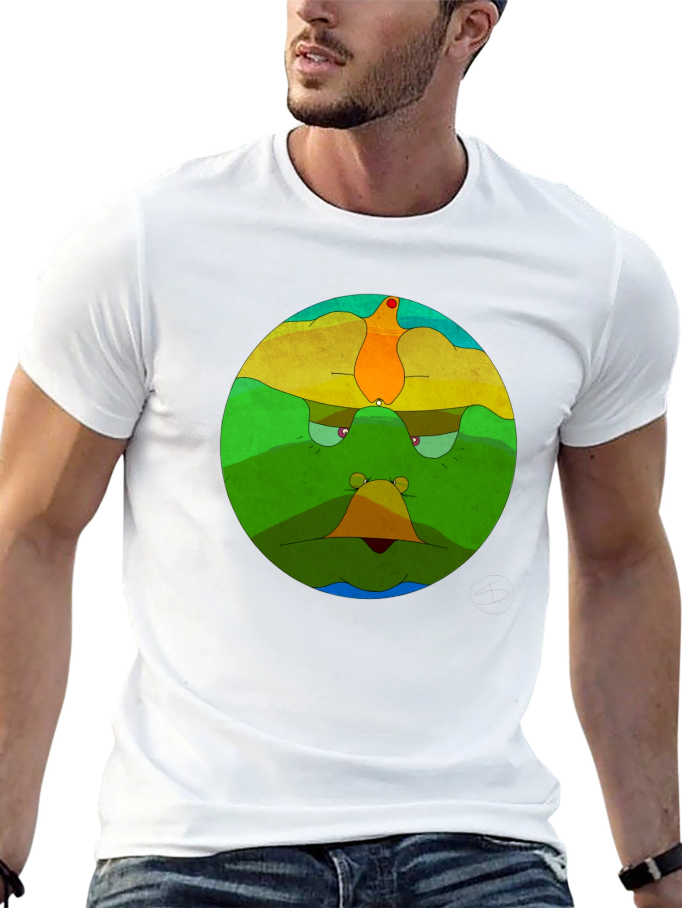 Abstract Face Graphic Black T-Shirt