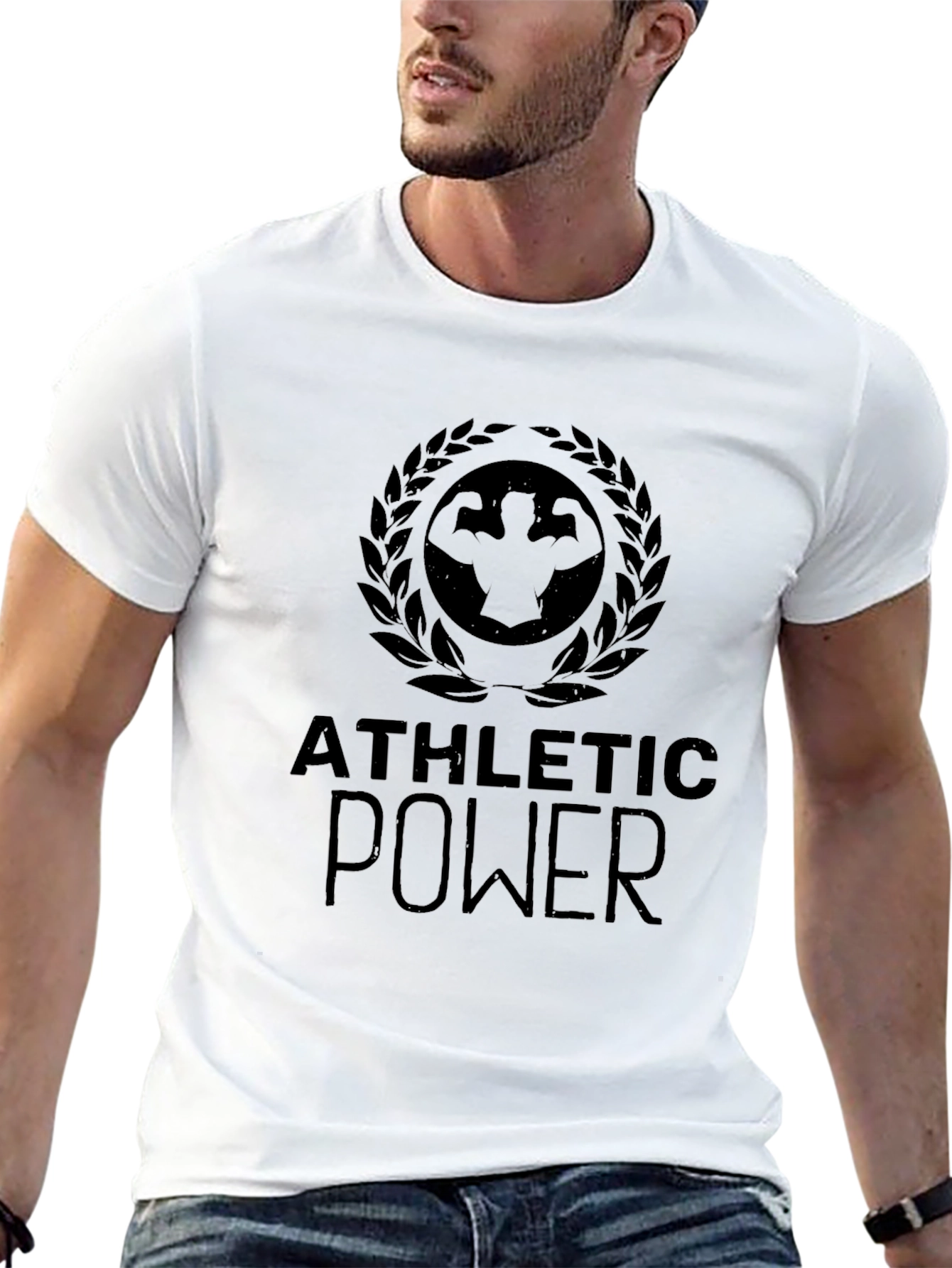 Athletic Power Graphic Tee - Bodybuilder Design