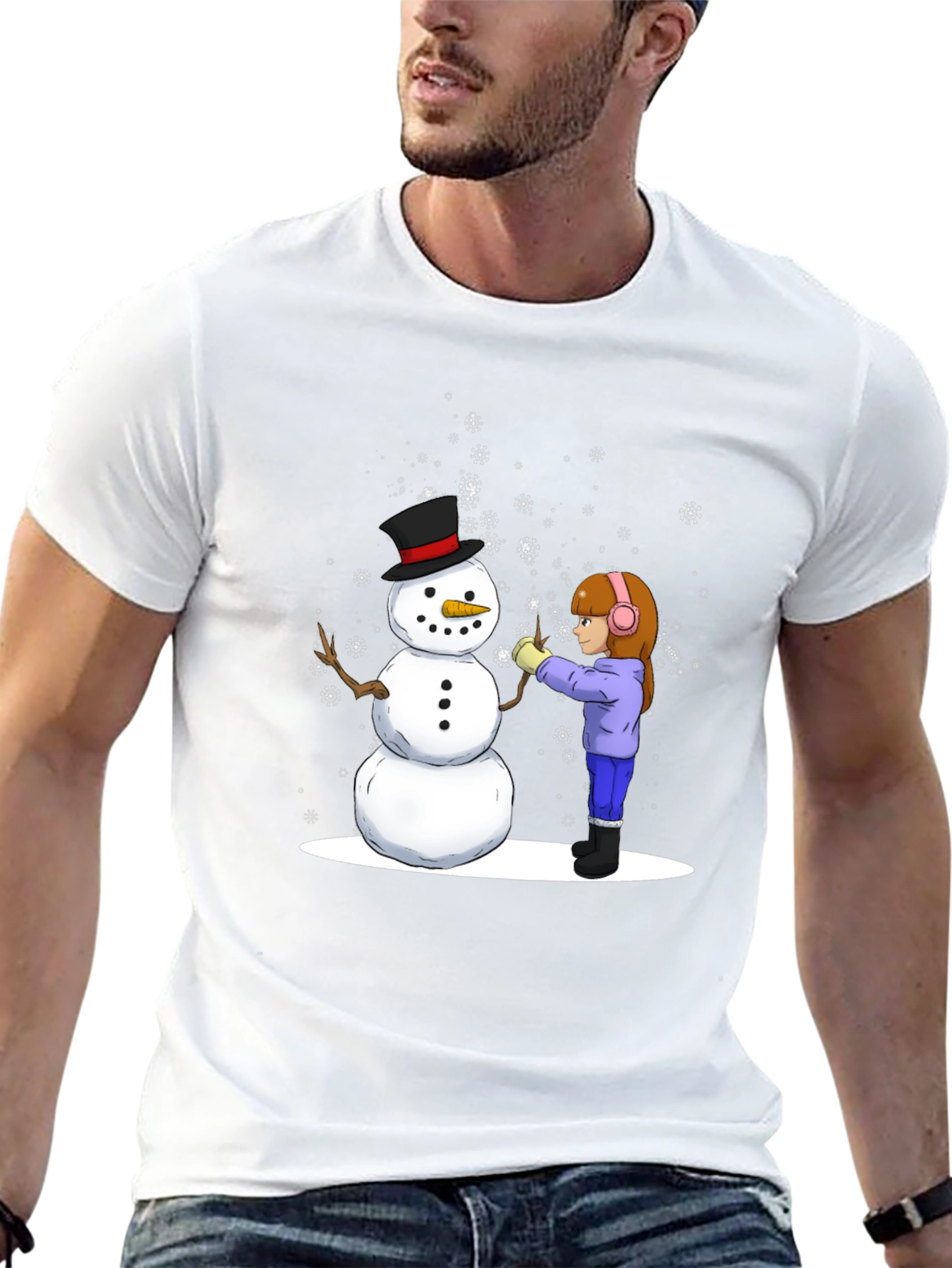 Winter Snowman Building T-Shirt