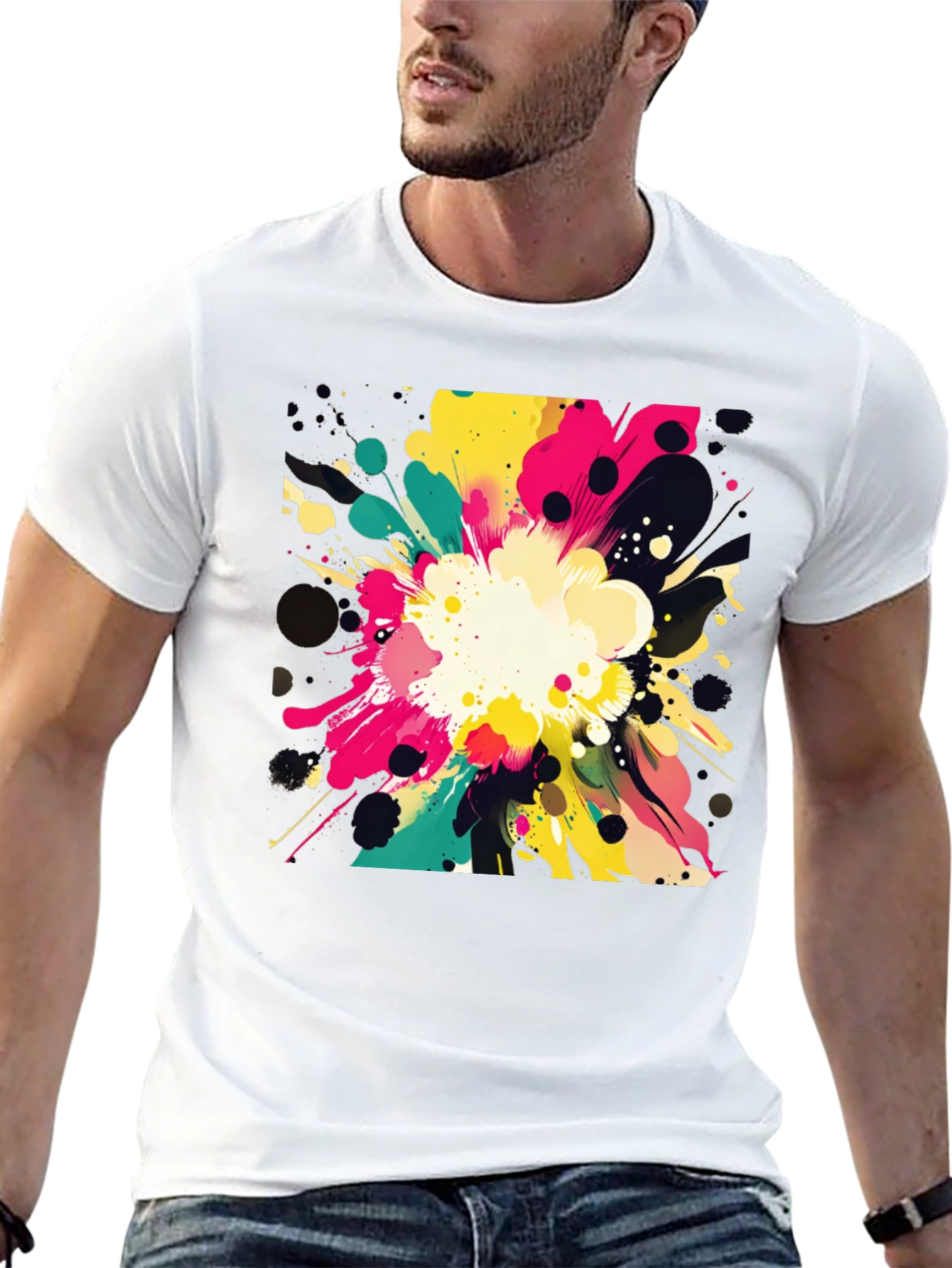 Bold Abstract Art Graphic Black T-Shirt