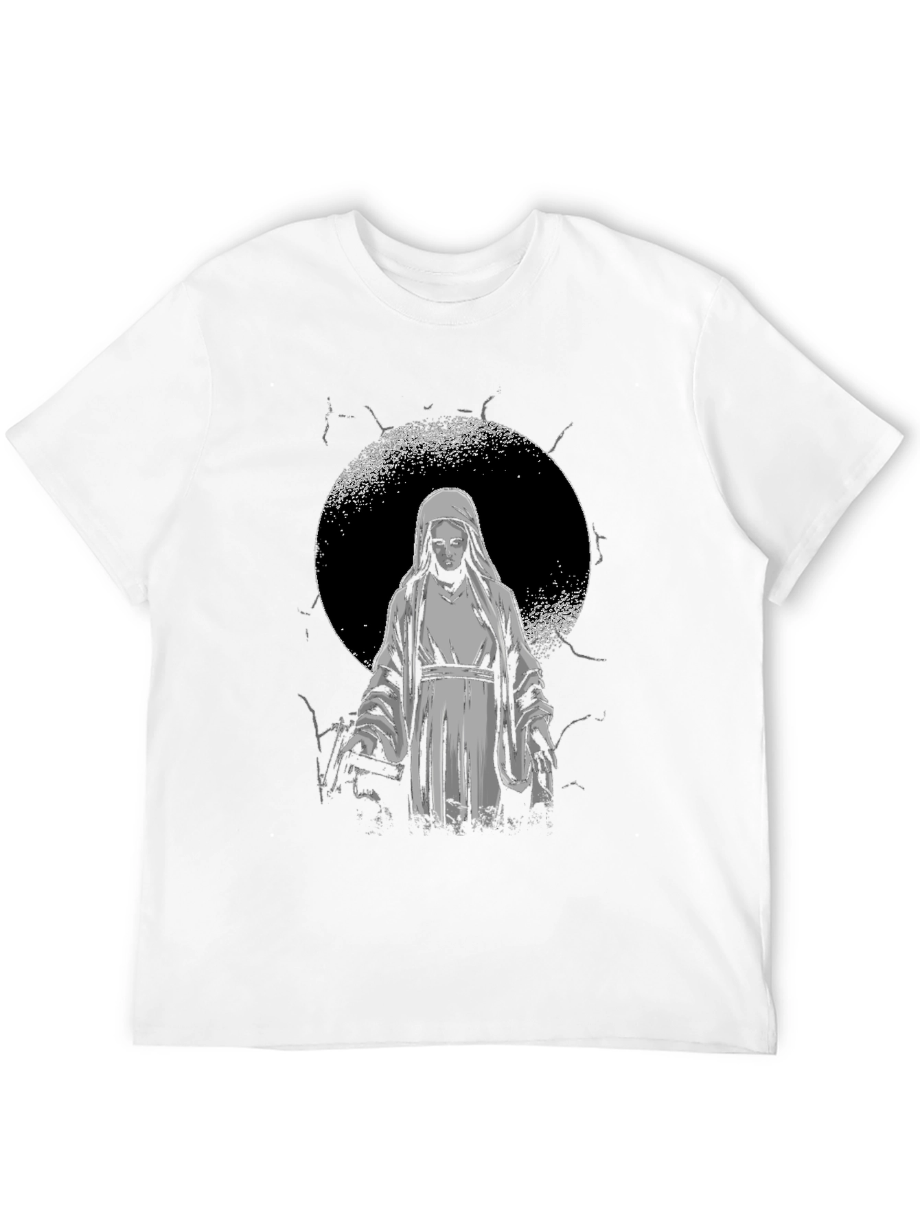 Virgin Mary Graphic Tee - Black Religious T-Shirt