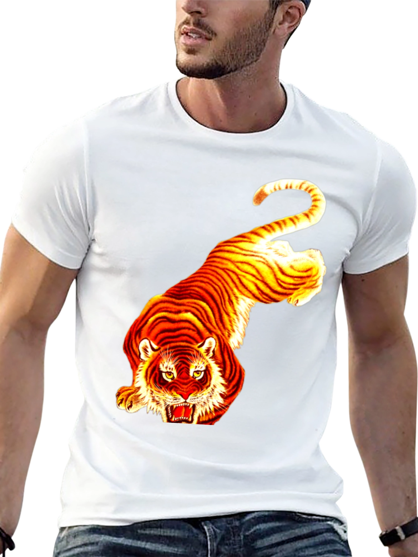 Tiger Graphic Print Black Tee