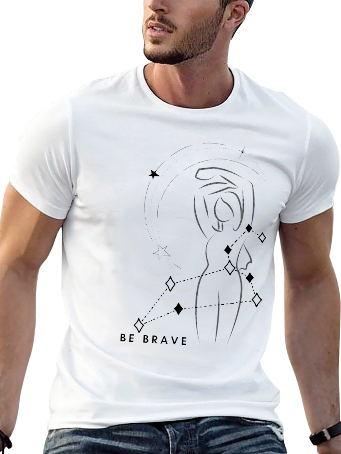 Be Brave Graphic Tee - Modern Constellation Design