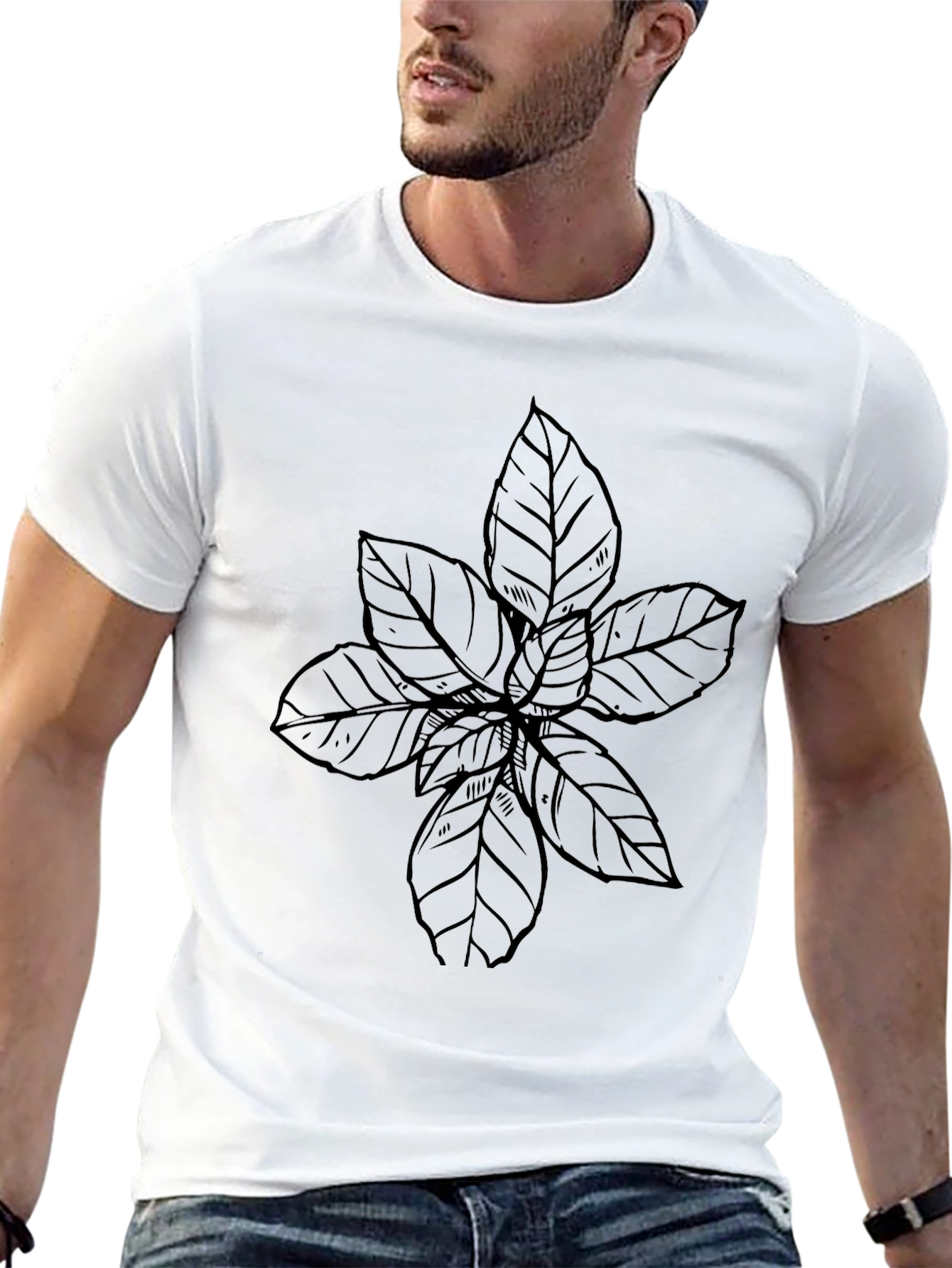 Botanical Print Black T-Shirt - Casual Style
