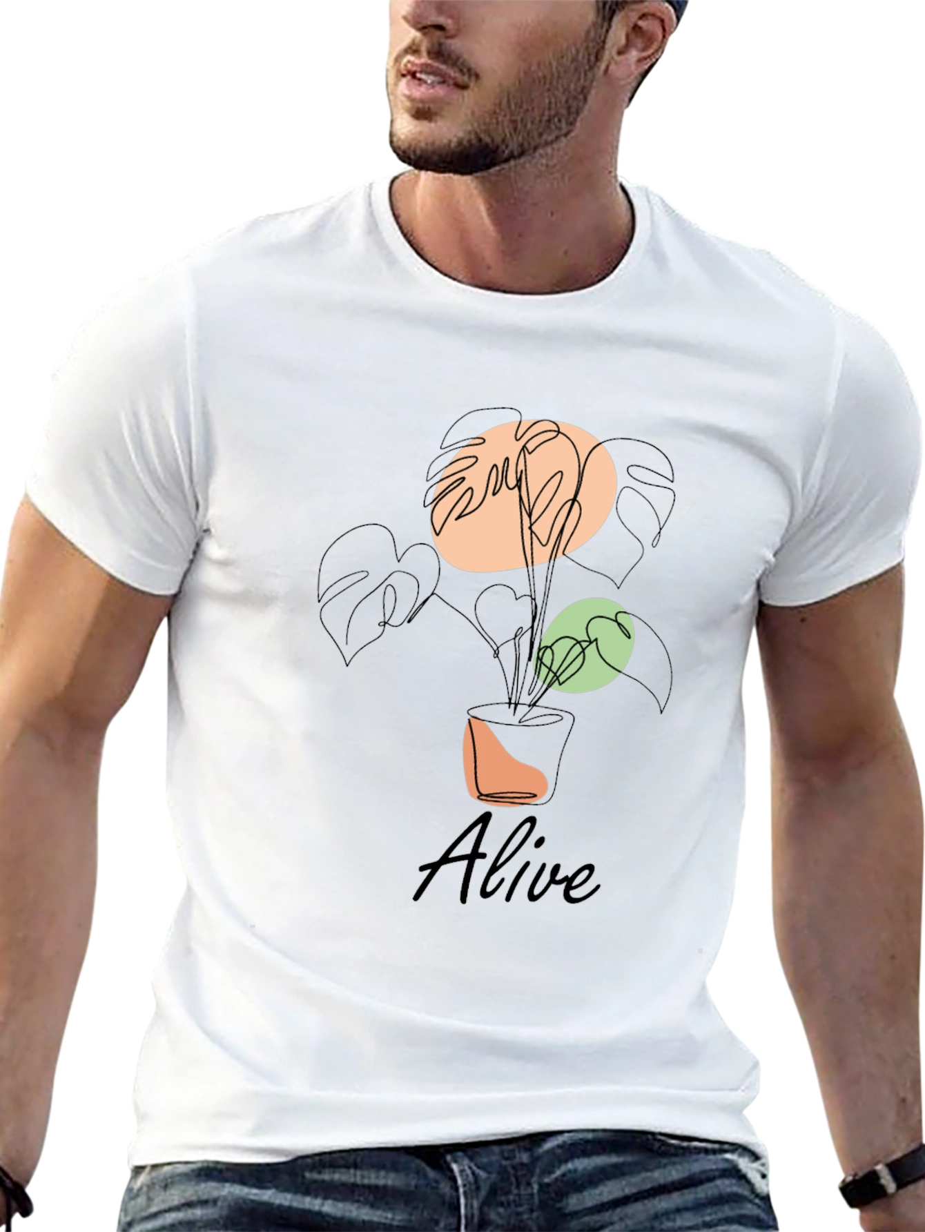 Alive Plant Graphic Tee - Black Cotton T-Shirt