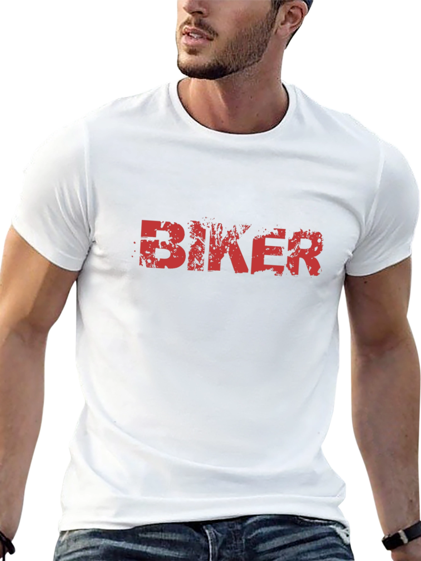 Biker Graphic Tee - Black Cotton T-Shirt