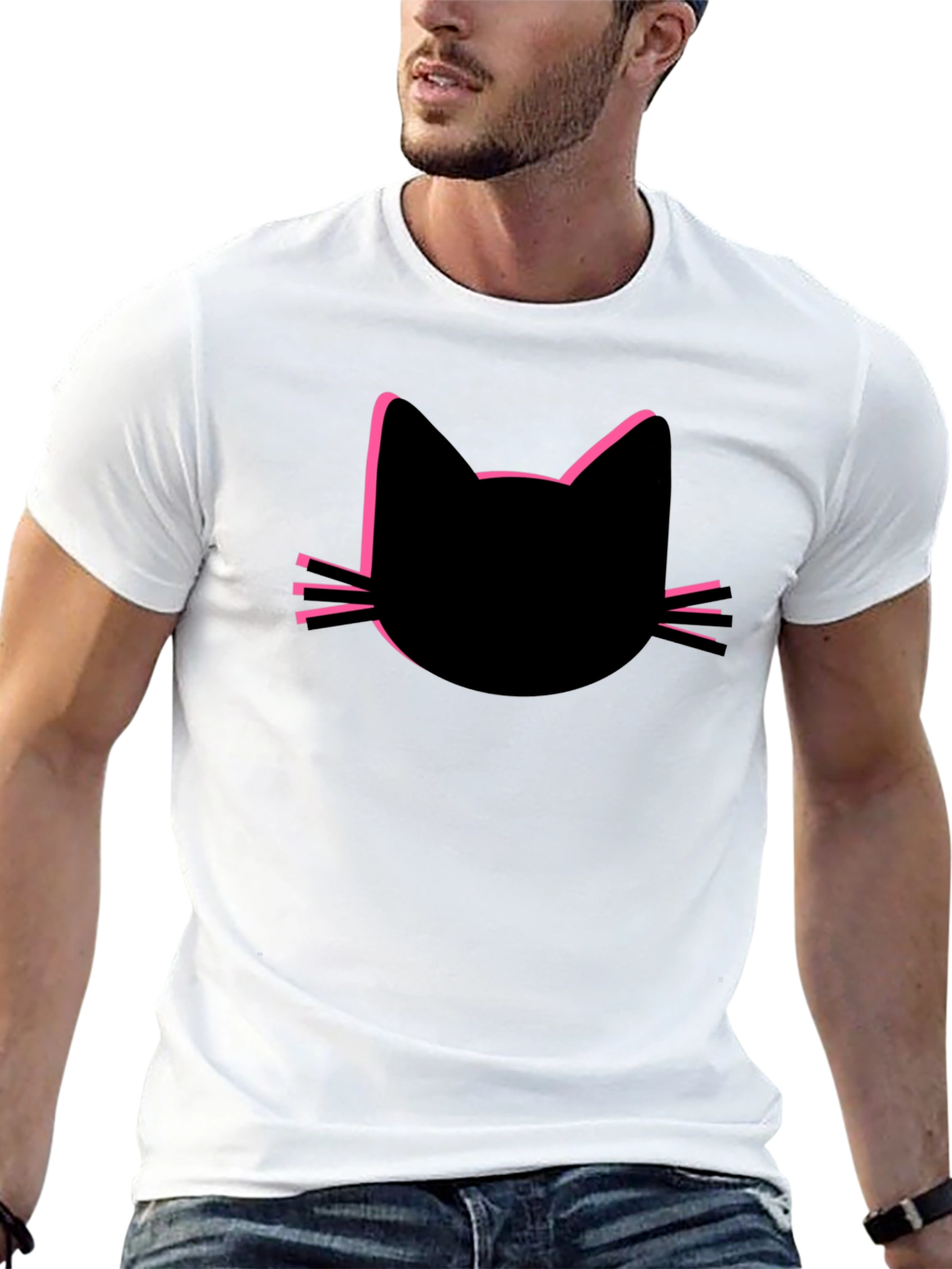 Black Cat Silhouette Tee - Modern Graphic T-Shirt