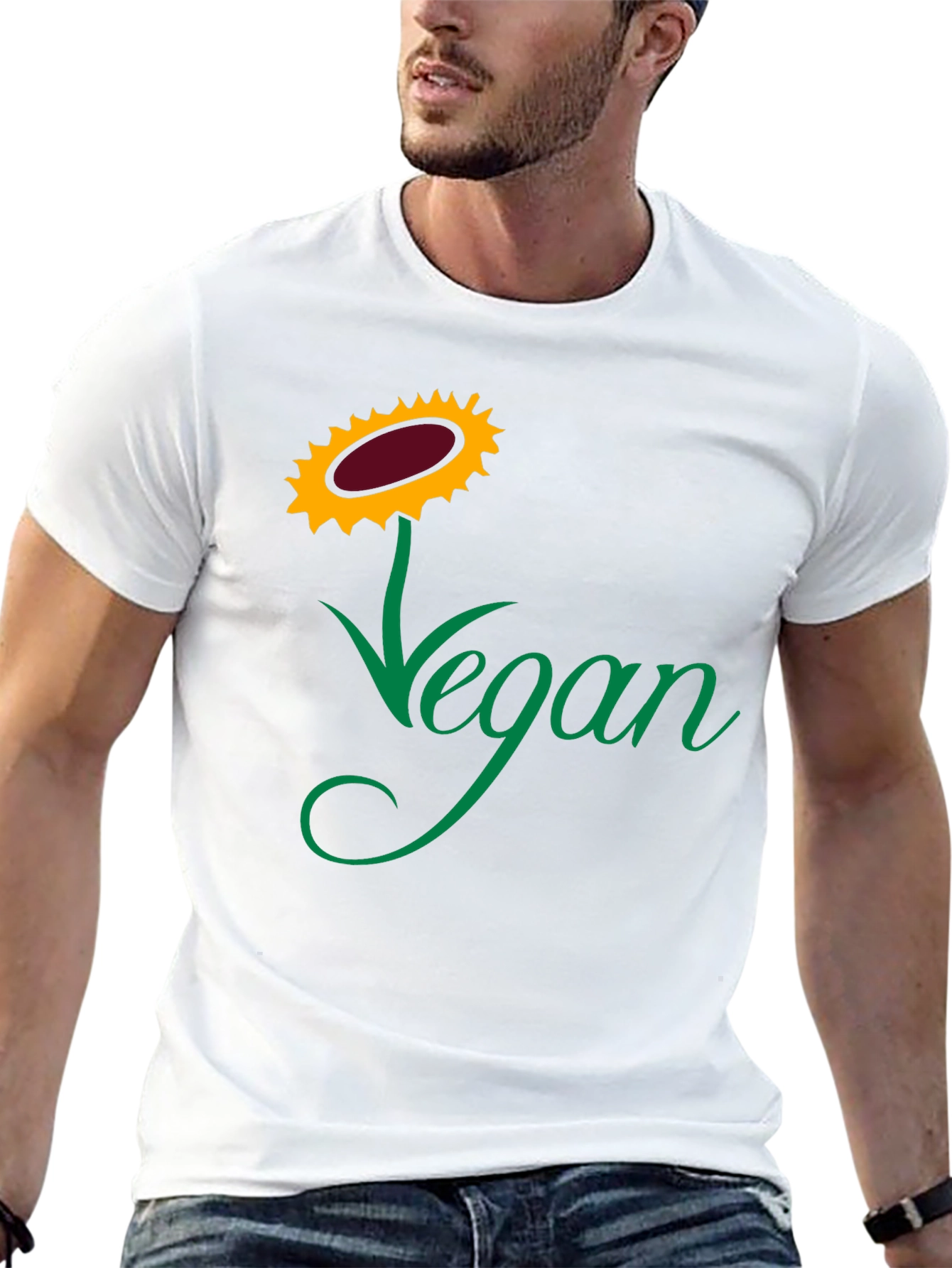 Vegan Sunflower Graphic Tee - Black
