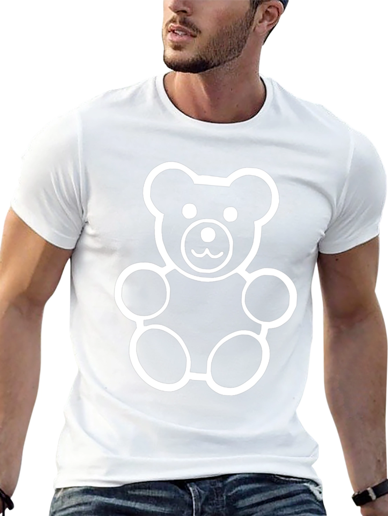 Black Teddy Bear Graphic Tee - Soft Cotton Blend