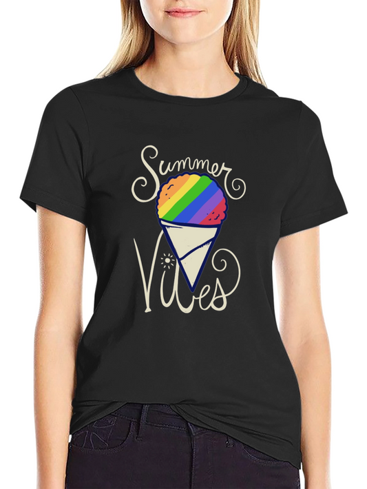 Summer Vibes Rainbow Snow Cone Graphic Tee