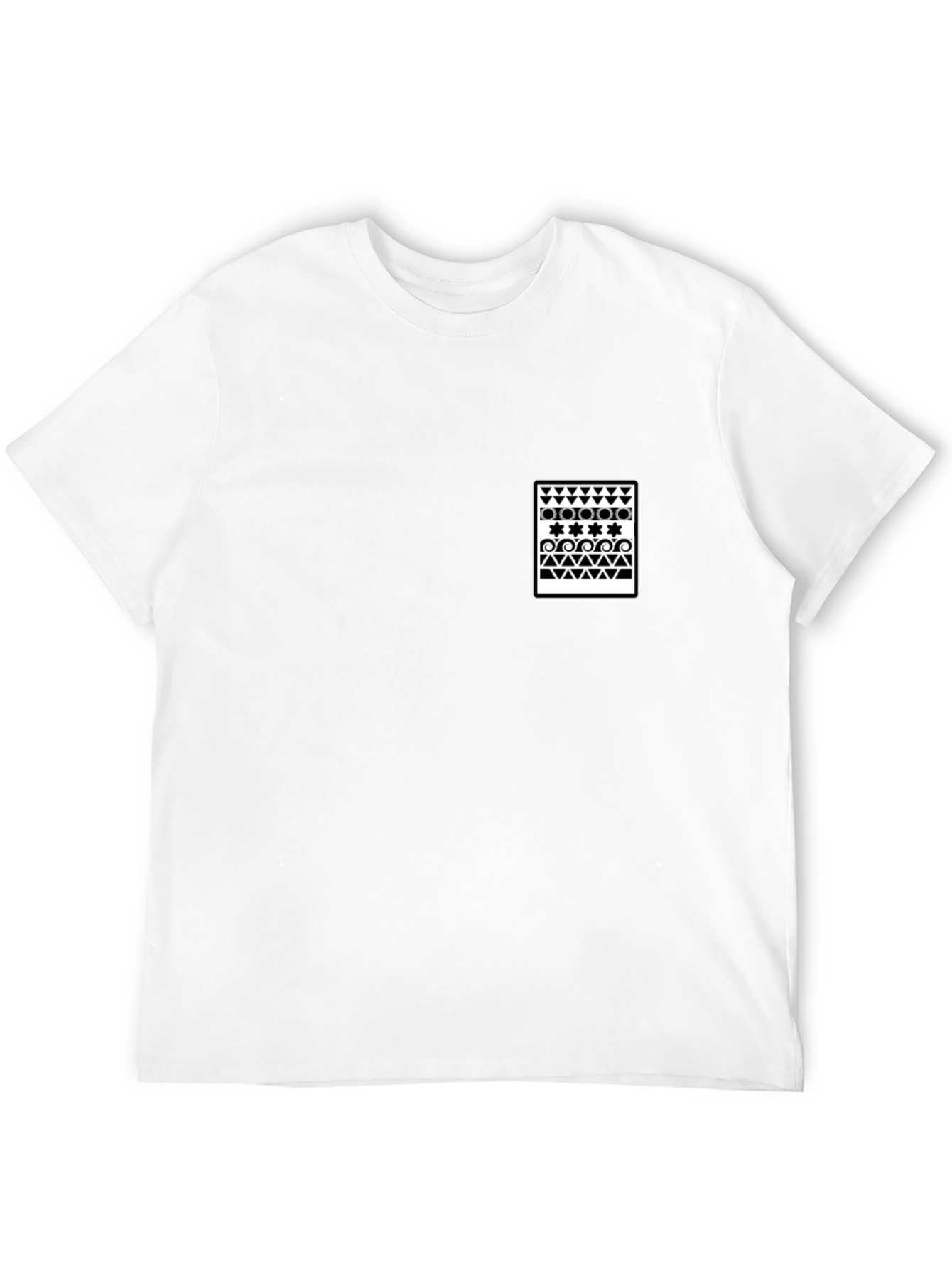 Black T-Shirt with Geometric Print Pocket