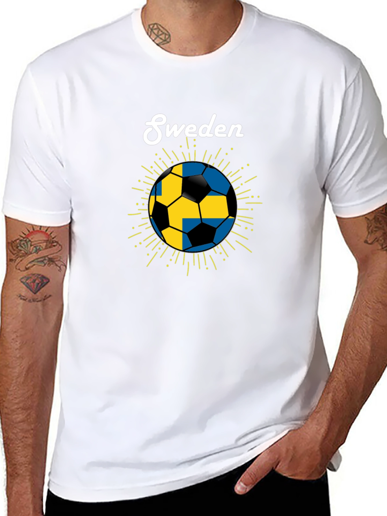 Sweden Soccer Ball T-Shirt - Black