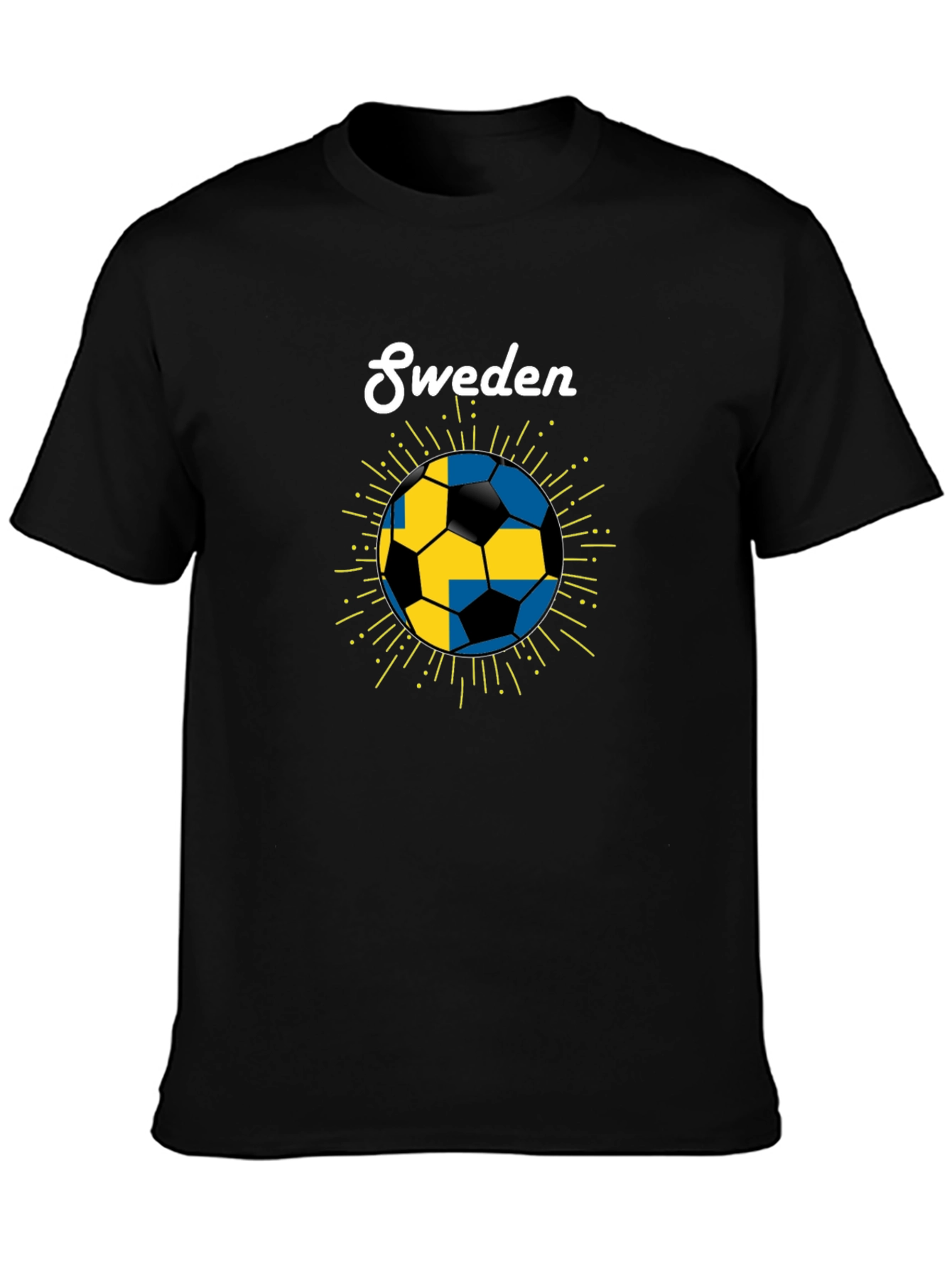 Sweden Soccer Ball T-Shirt - Black