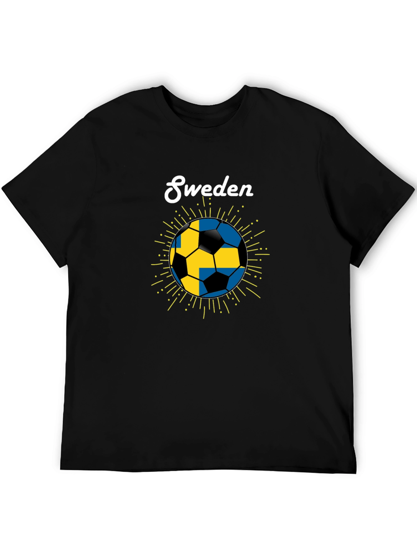 Sweden Soccer Ball T-Shirt - Black