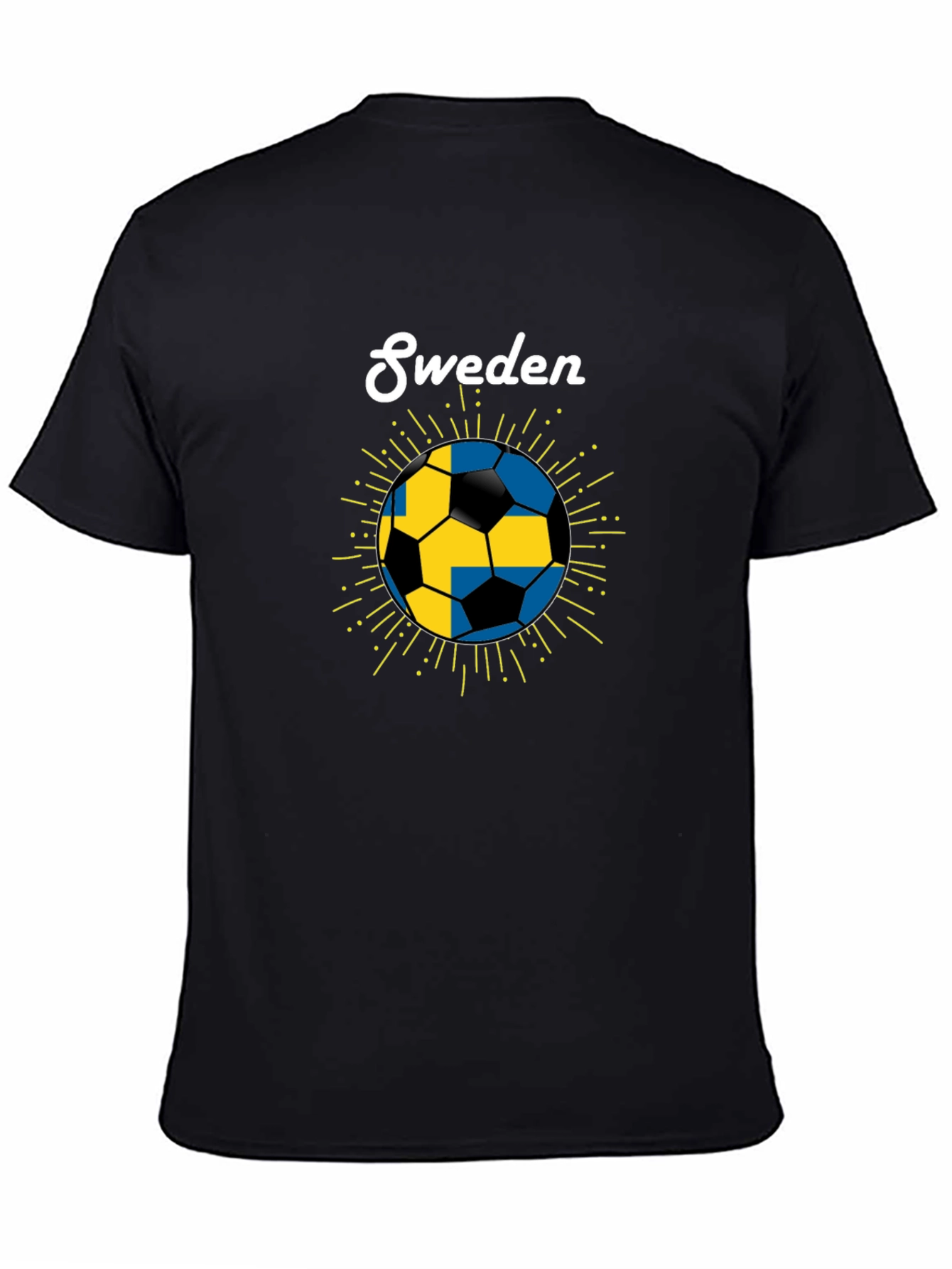 Sweden Soccer Ball T-Shirt - Black