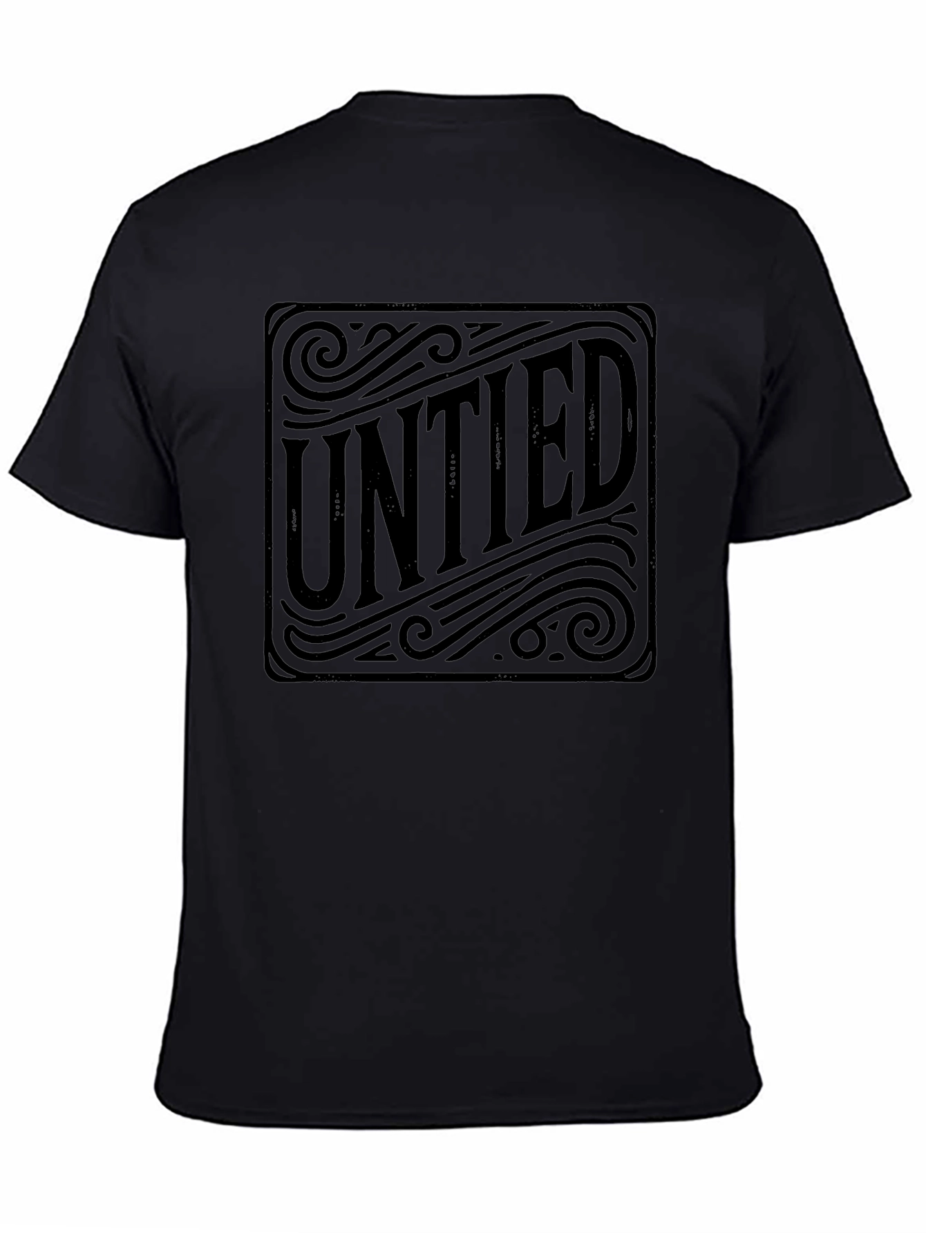 Untied Graphic Print Black T-Shirt