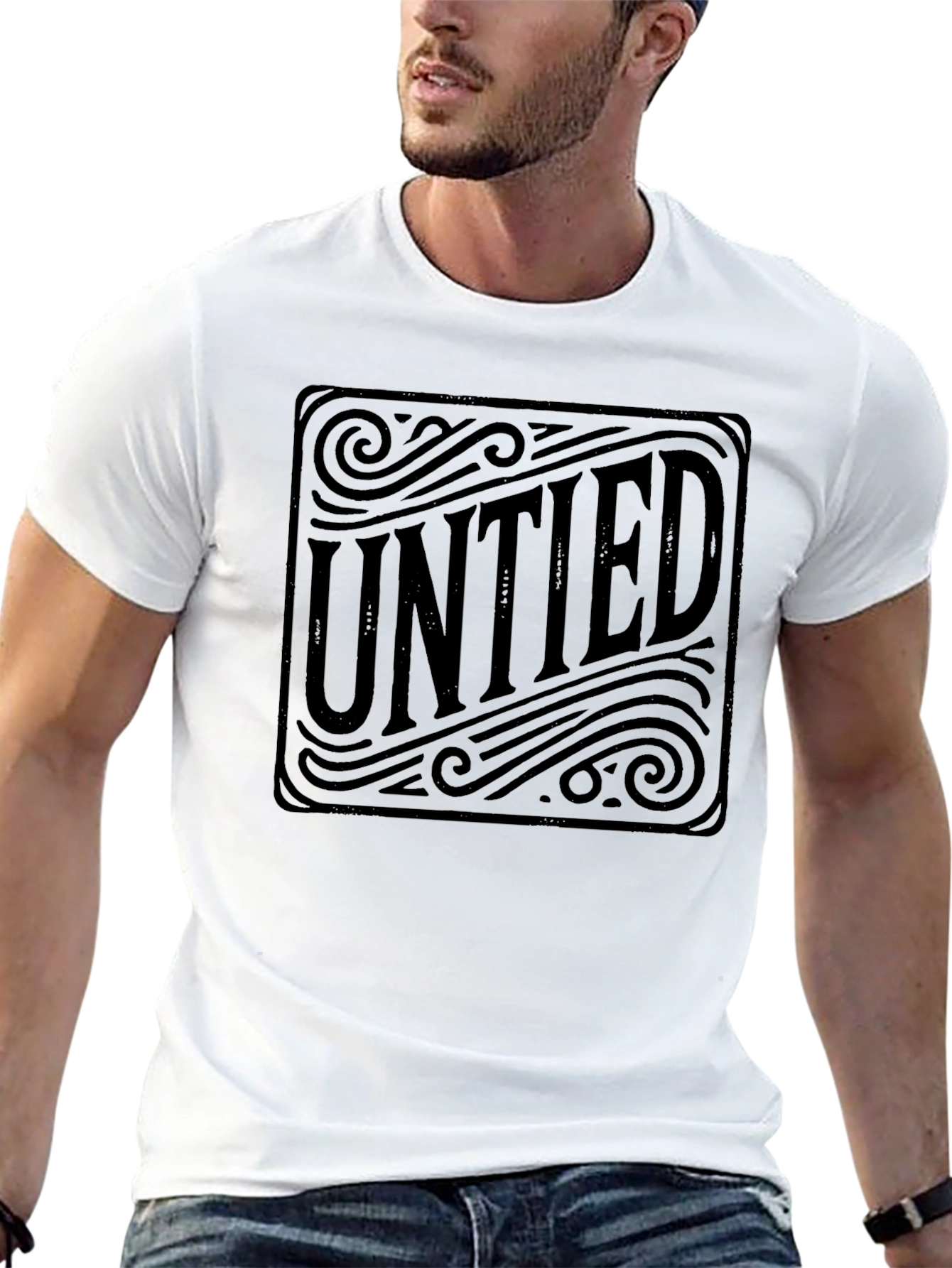 Untied Graphic Print Black T-Shirt
