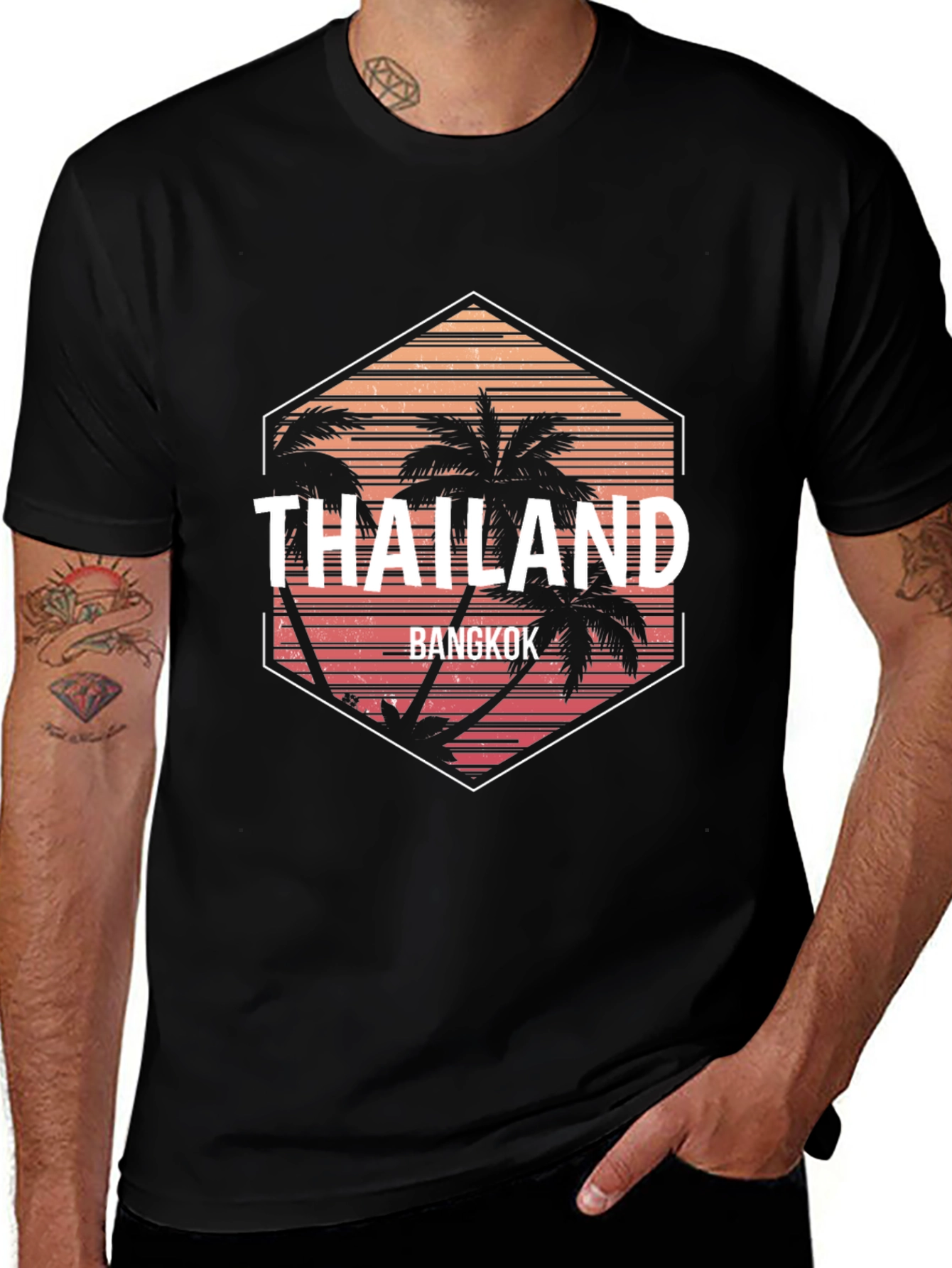 Thailand Bangkok Palm Tree Graphic T-Shirt