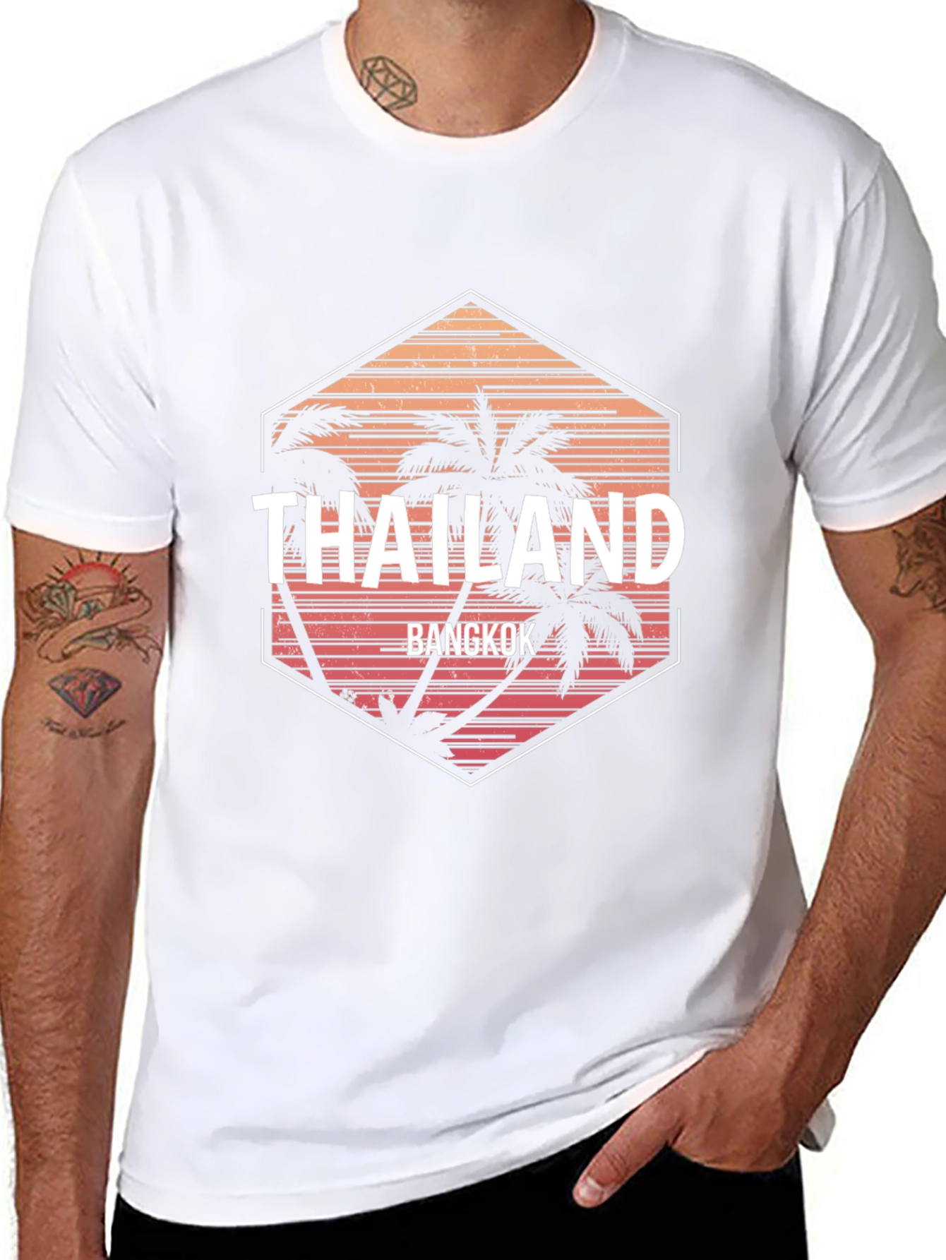 Thailand Bangkok Palm Tree Graphic T-Shirt