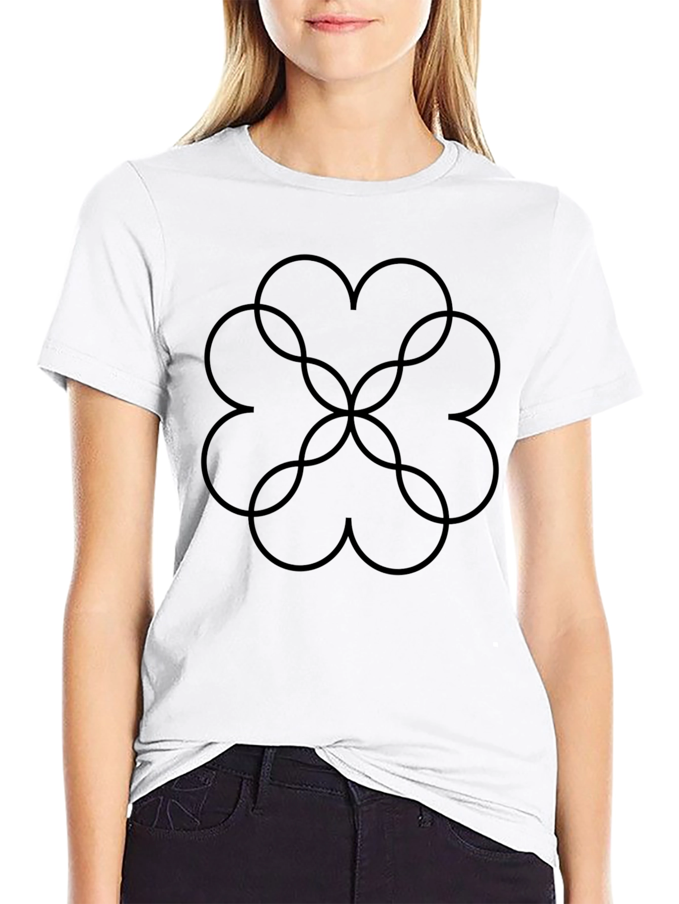 Abstract Clover Graphic T-Shirt - Black