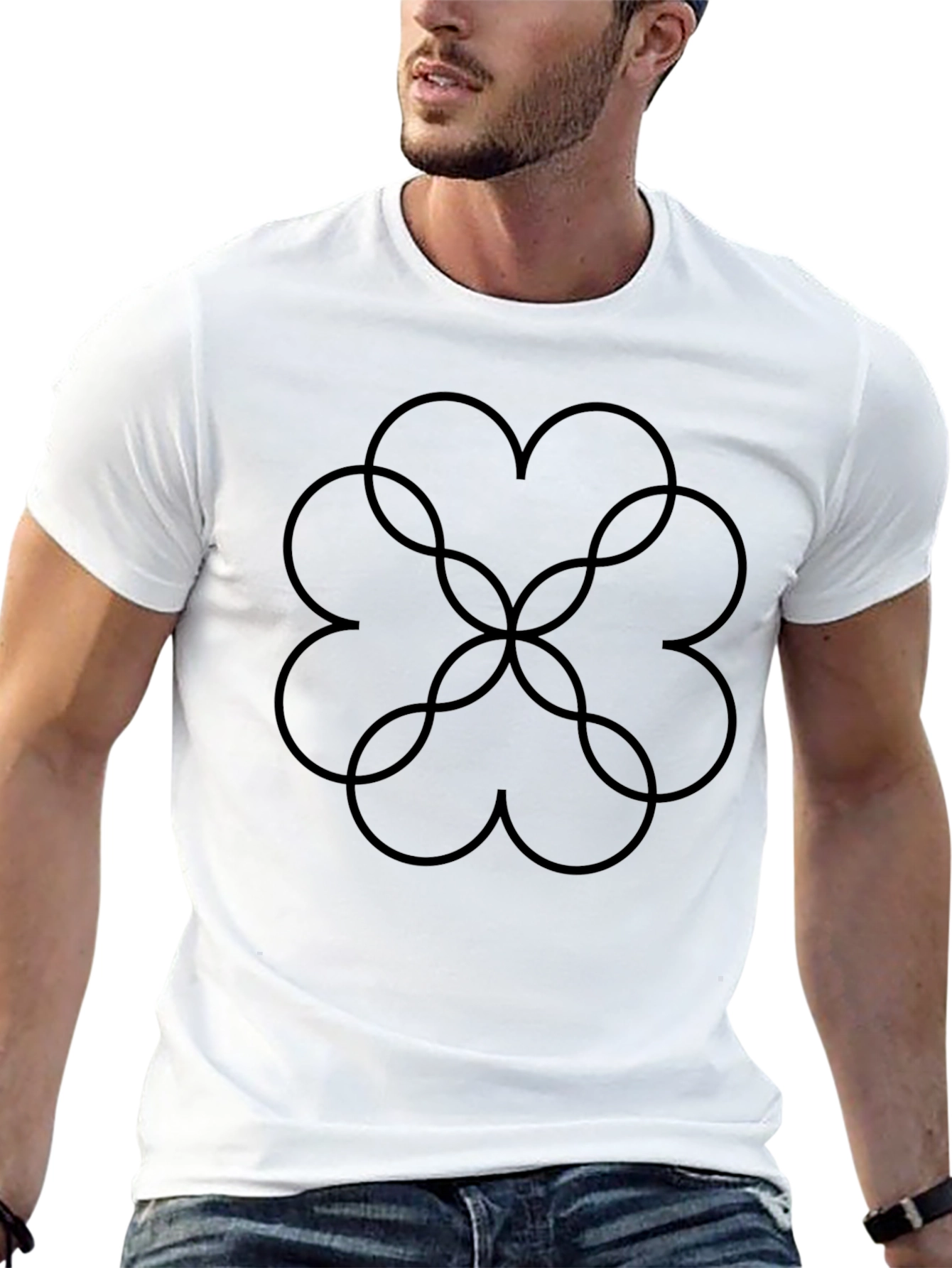 Abstract Clover Graphic T-Shirt - Black
