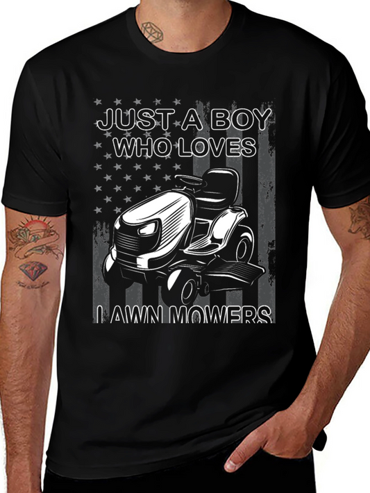 Boy Who Loves Lawn Mowers Graphic Tee