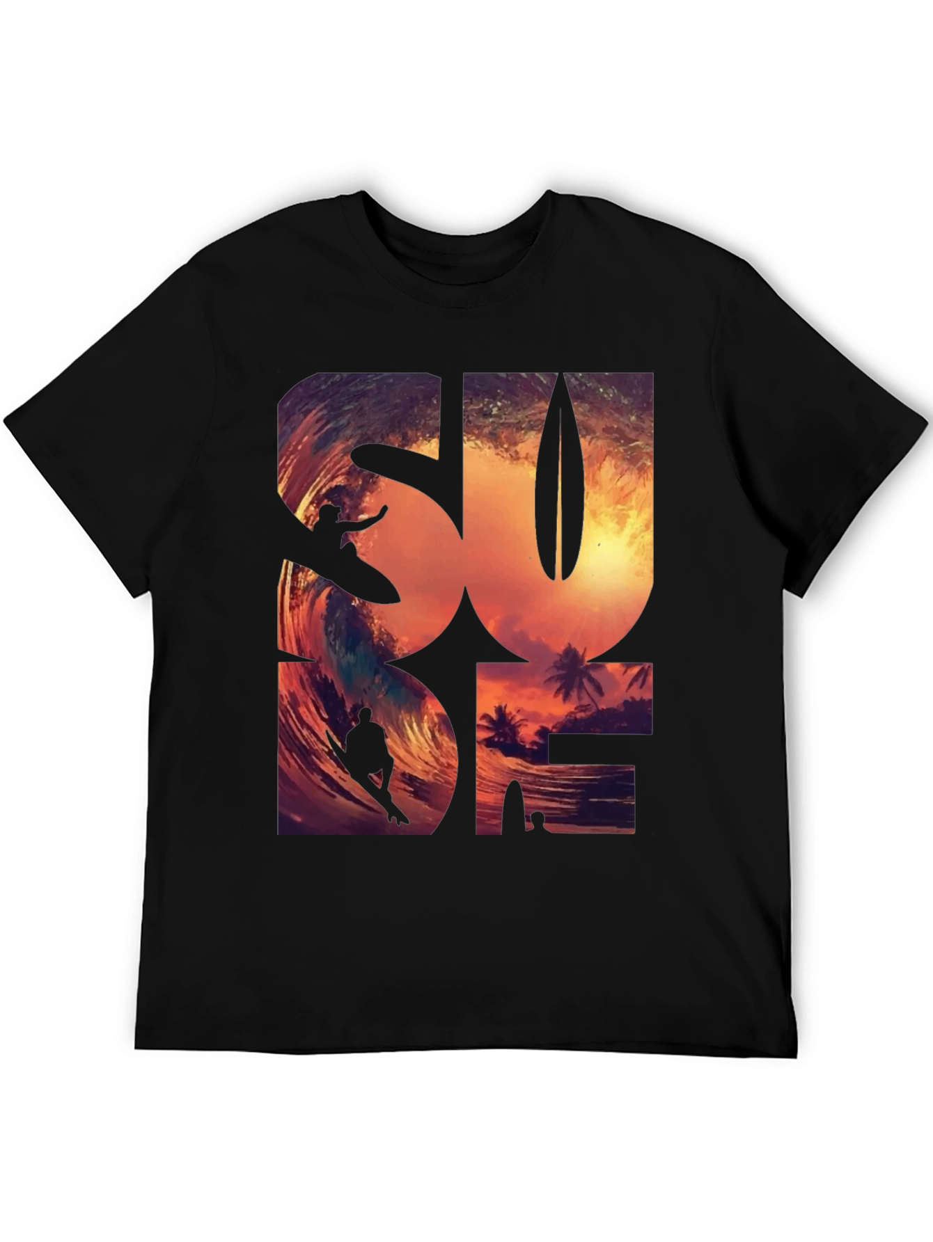 Sunset Surfer Graphic Tee - Black