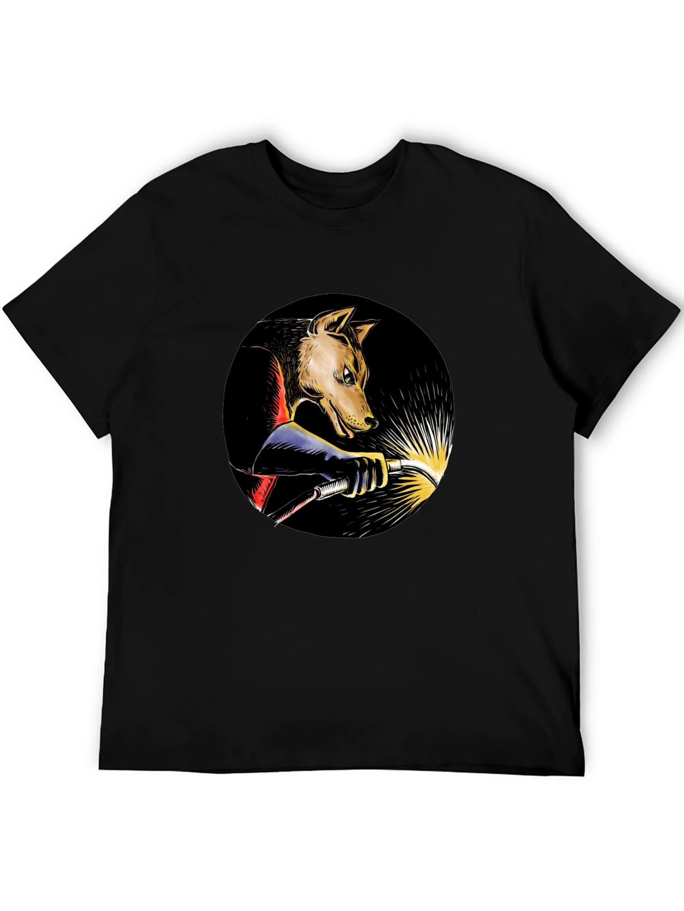Wolf Welder Graphic T-Shirt - Black Crew Neck Tee