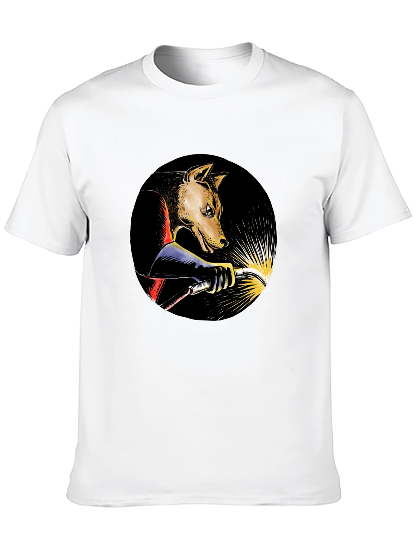 Wolf Welder Graphic T-Shirt - Black Crew Neck Tee