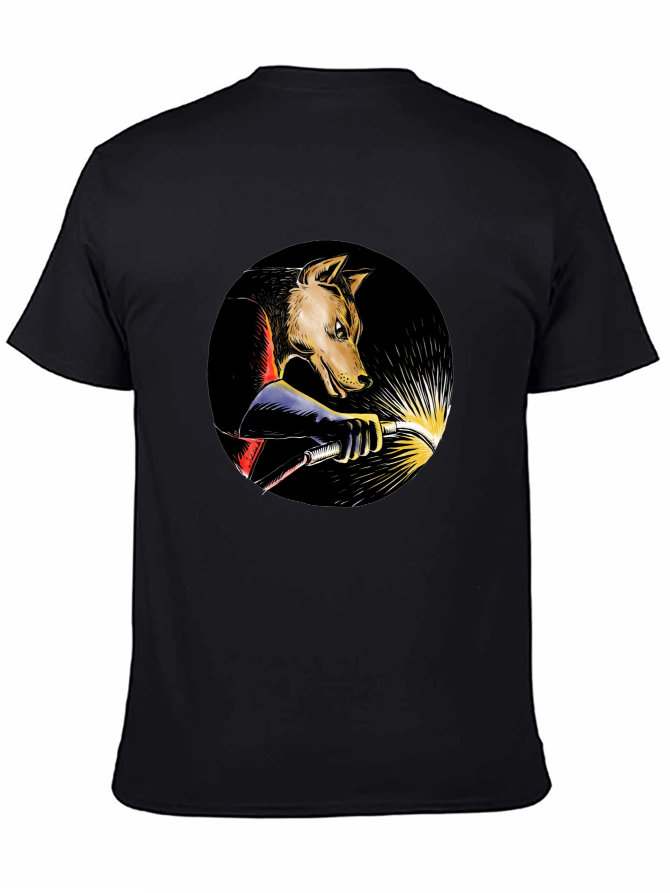 Wolf Welder Graphic T-Shirt - Black Crew Neck Tee