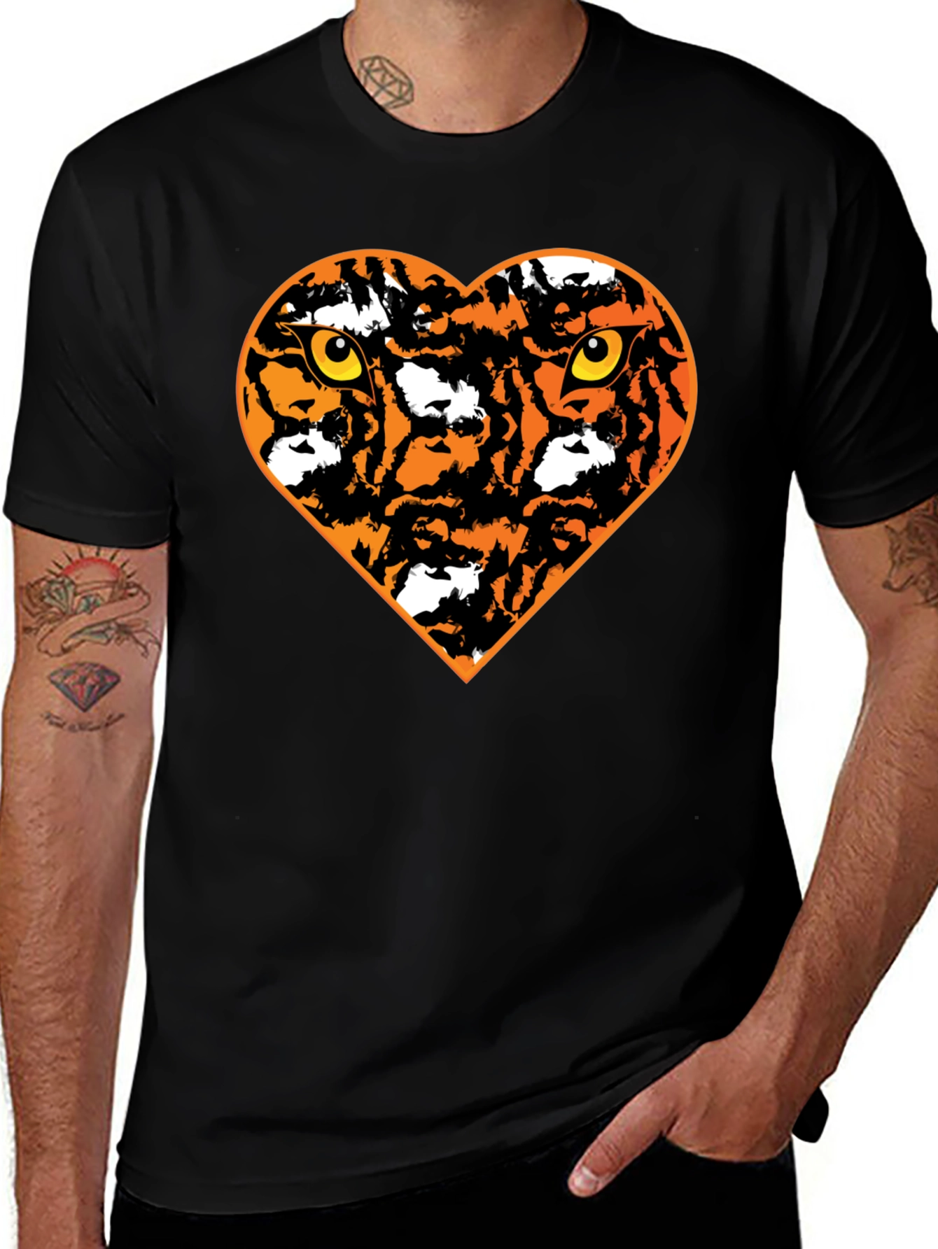 Tiger Heart Graphic Black T-Shirt