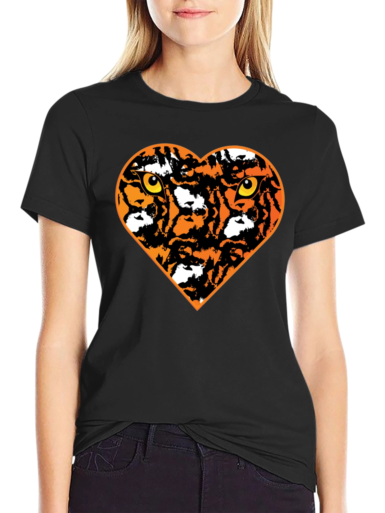Tiger Heart Graphic Black T-Shirt