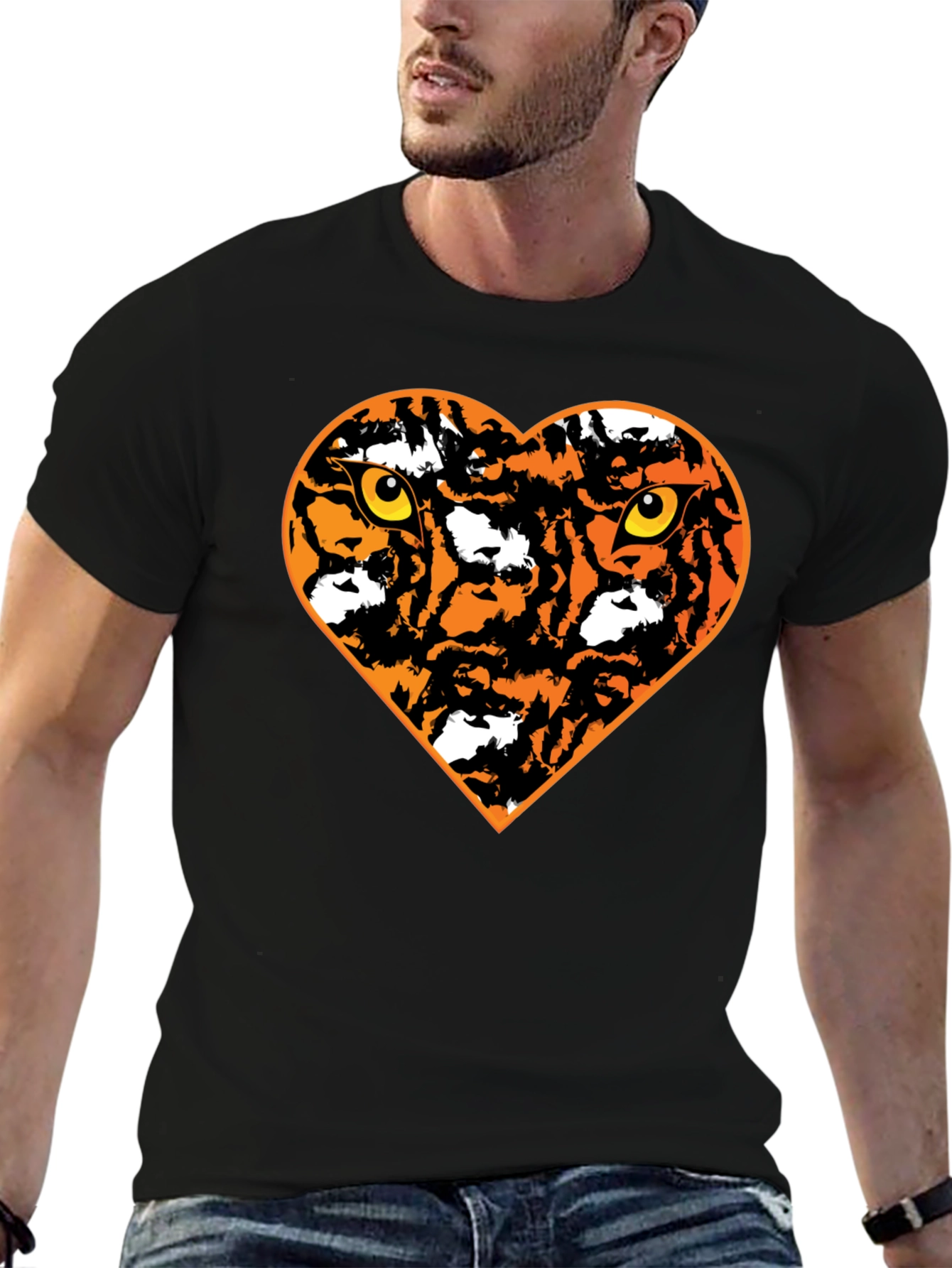 Tiger Heart Graphic Black T-Shirt