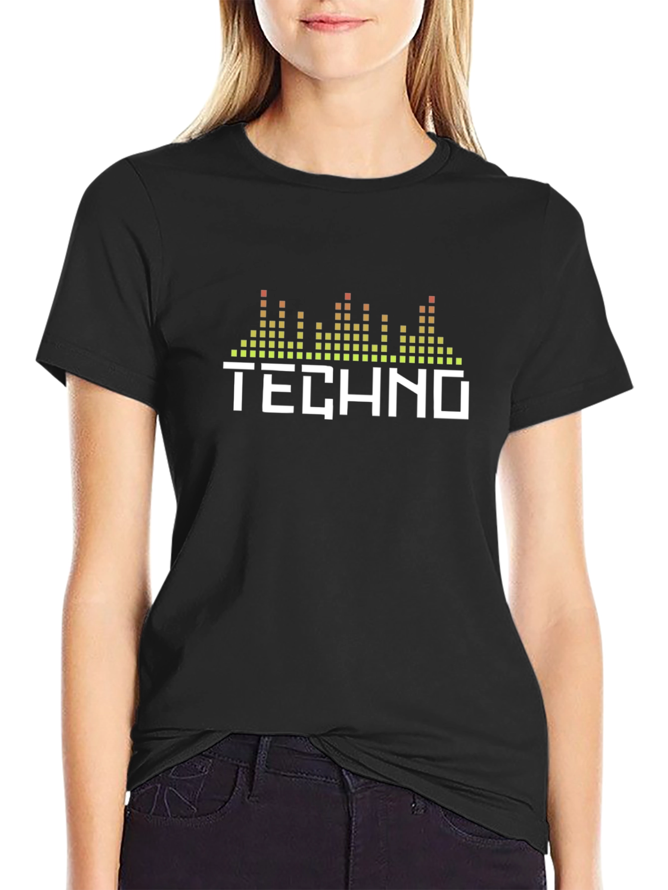 Techno Music Graphic Print Crew Neck T-Shirt