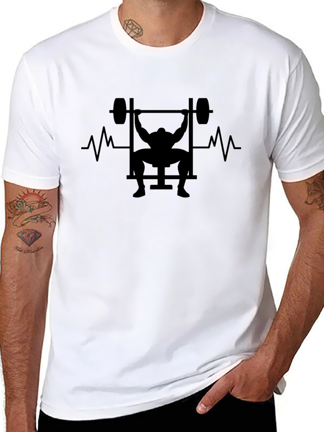 Weightlifting Heartbeat T-Shirt - Black