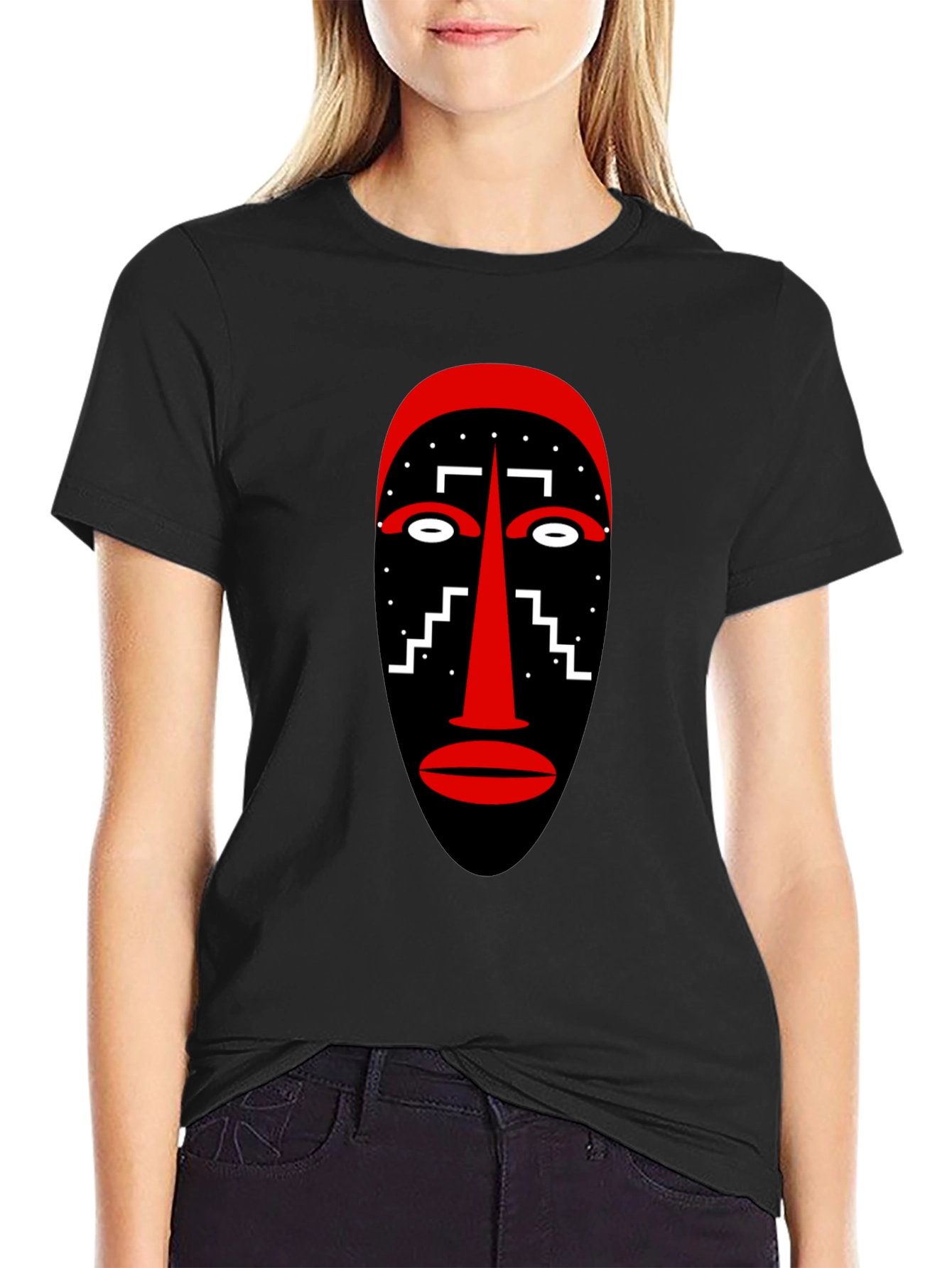Tribal Mask Graphic Tee - Unique Style