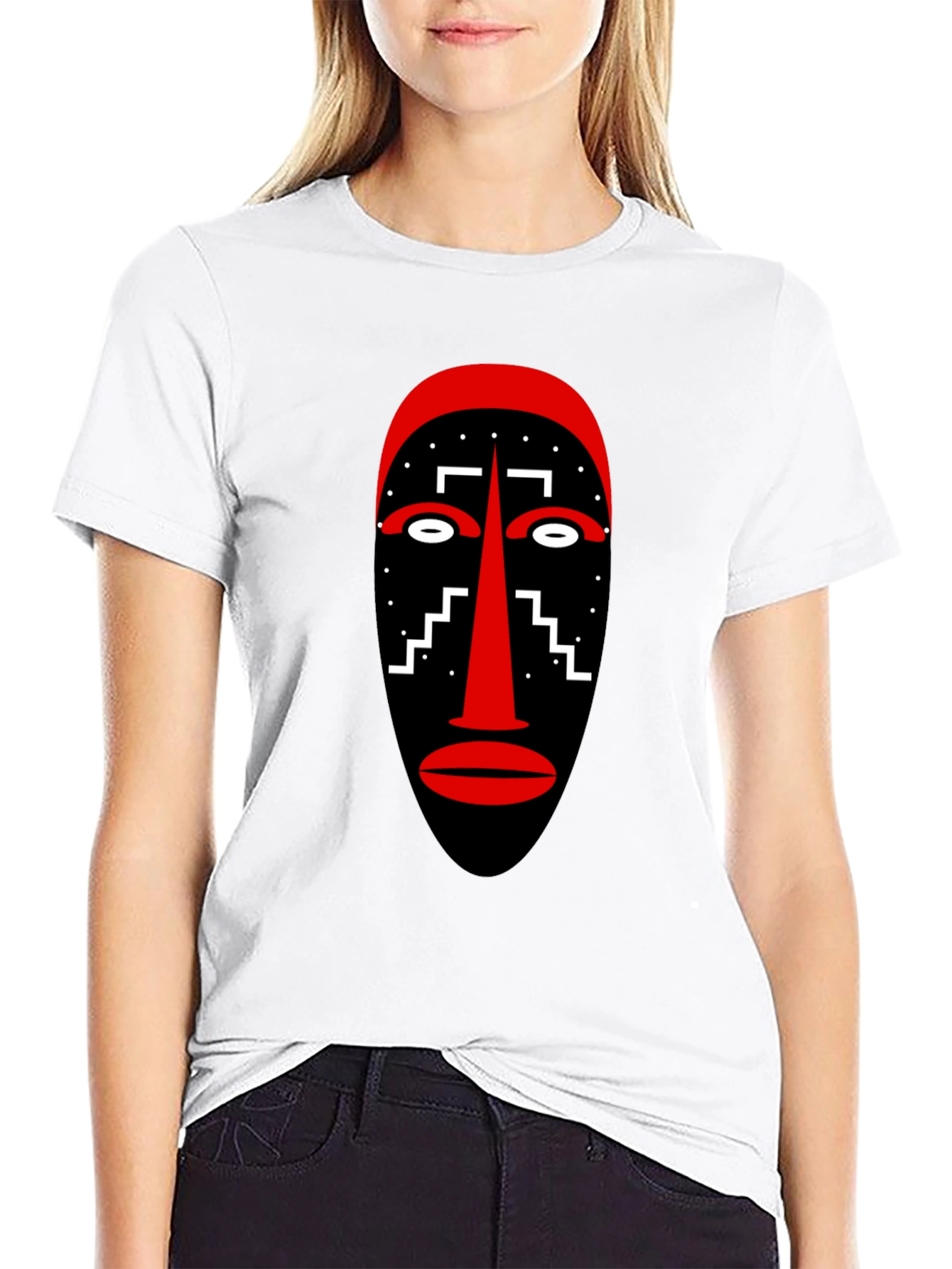 Tribal Mask Graphic Tee - Unique Style