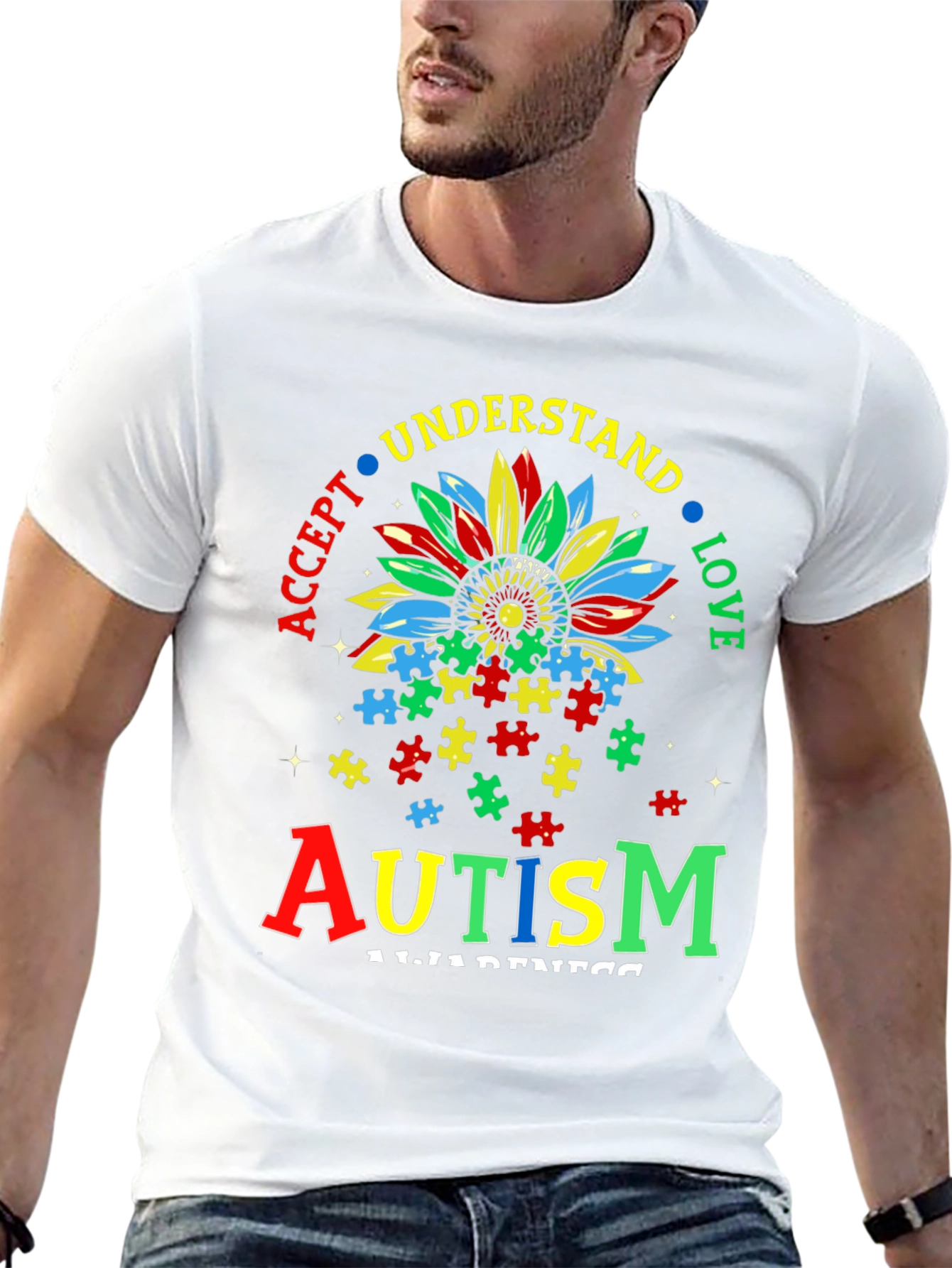 Autism Awareness T-Shirt - Accept Understand Love