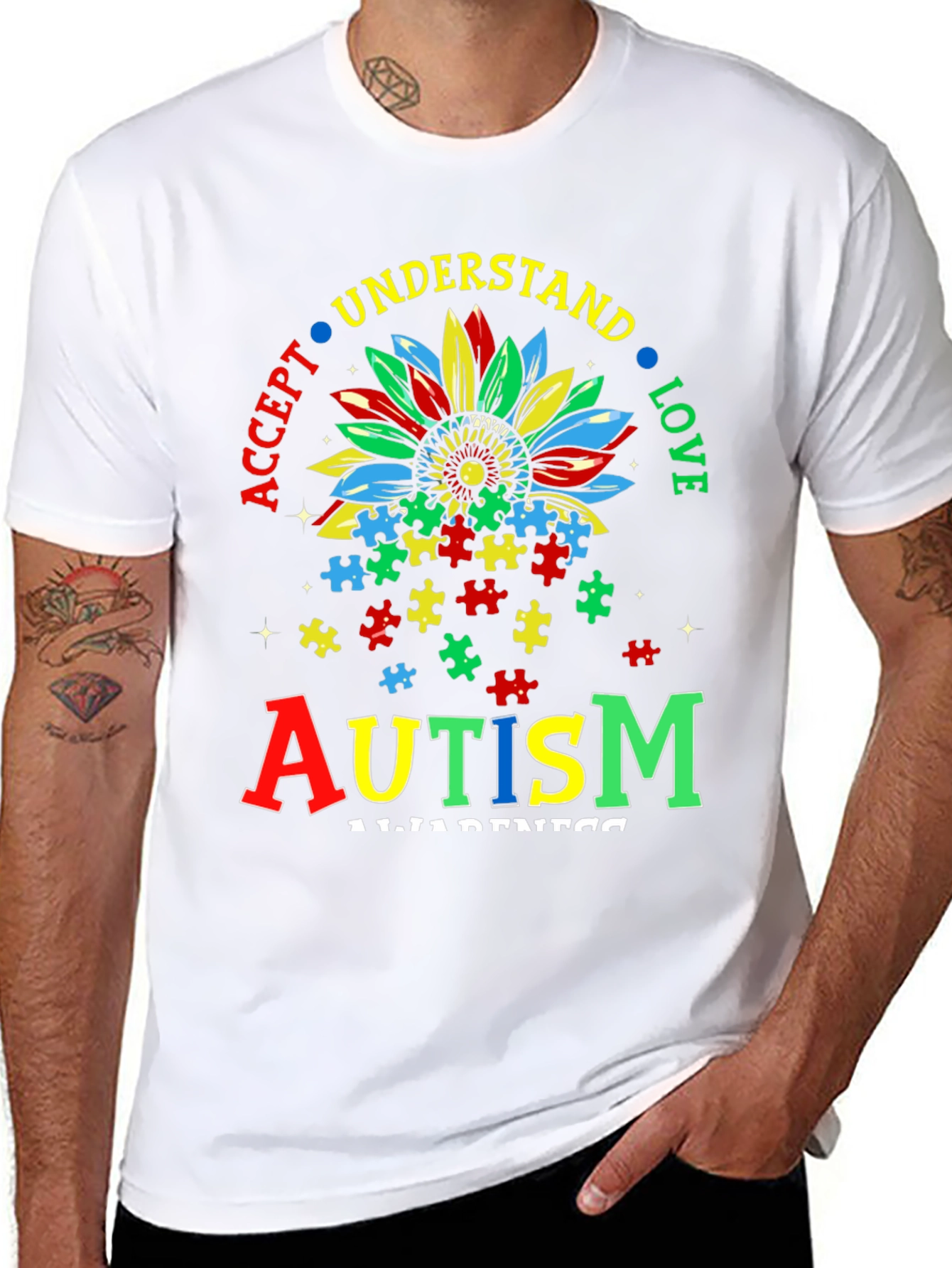 Autism Awareness T-Shirt - Accept Understand Love