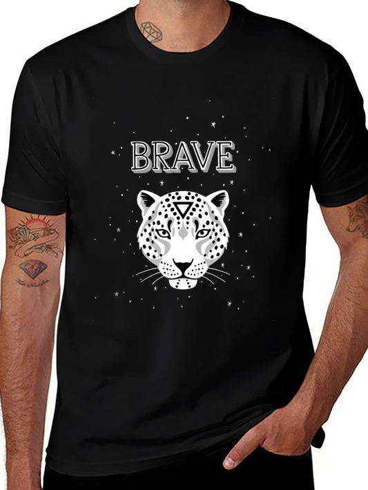 Brave Leopard Graphic Print T-Shirt
